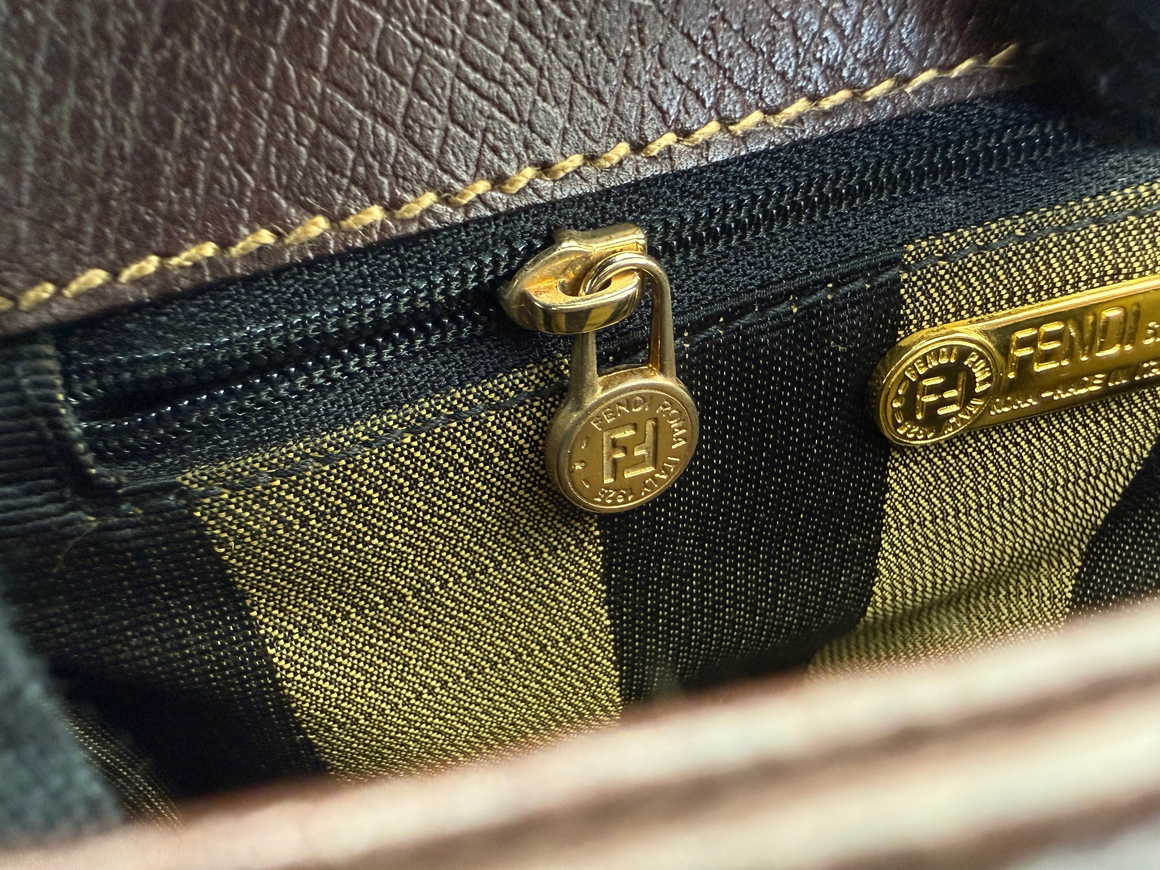 Fendi Leather Shoulder Bag – Brown & Gold (SKU: 148864V)