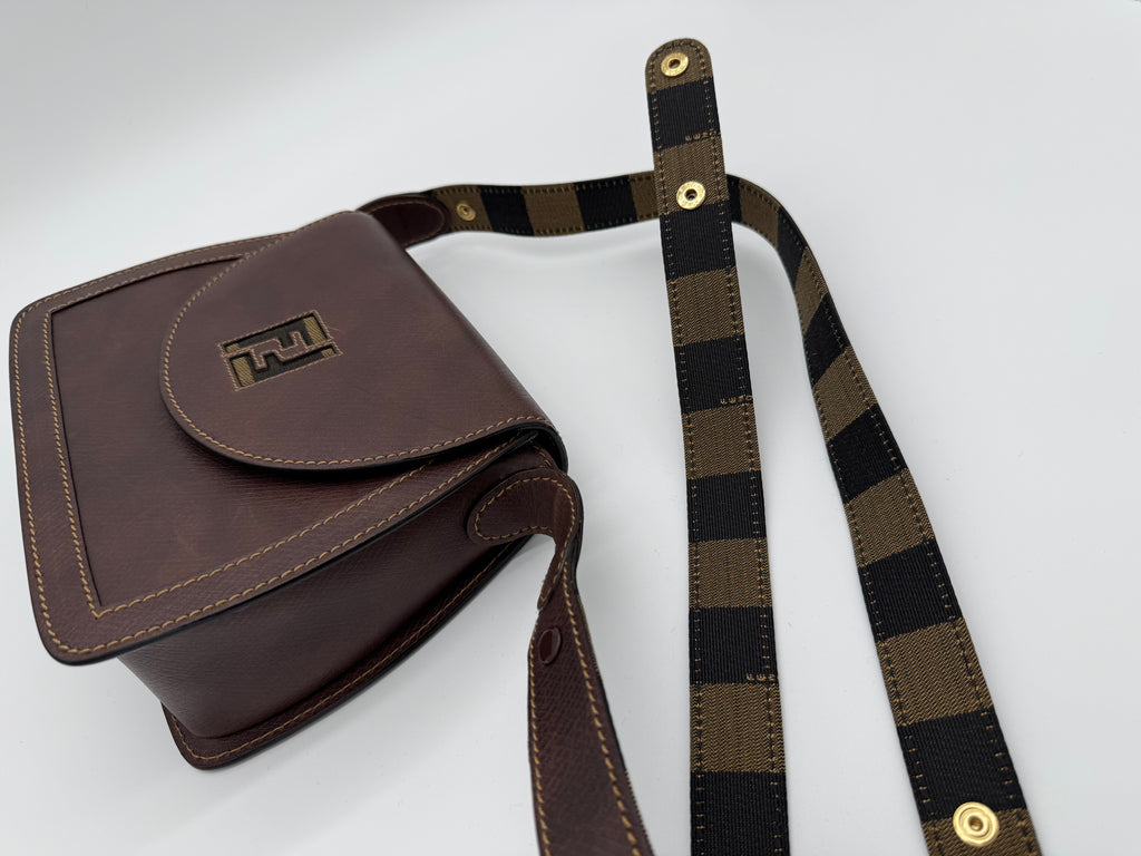 Fendi Leather Shoulder Bag – Brown & Gold (SKU: 148864V)