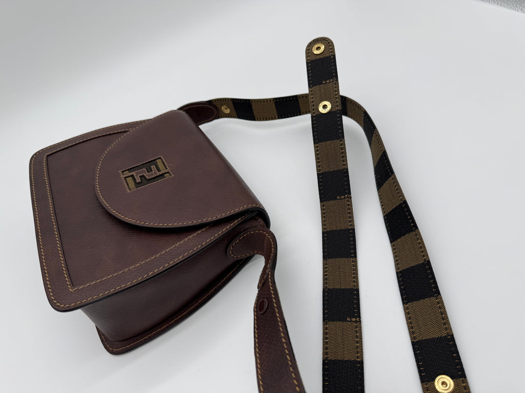 Fendi Leather Shoulder Bag – Brown & Gold (SKU: 148864V)