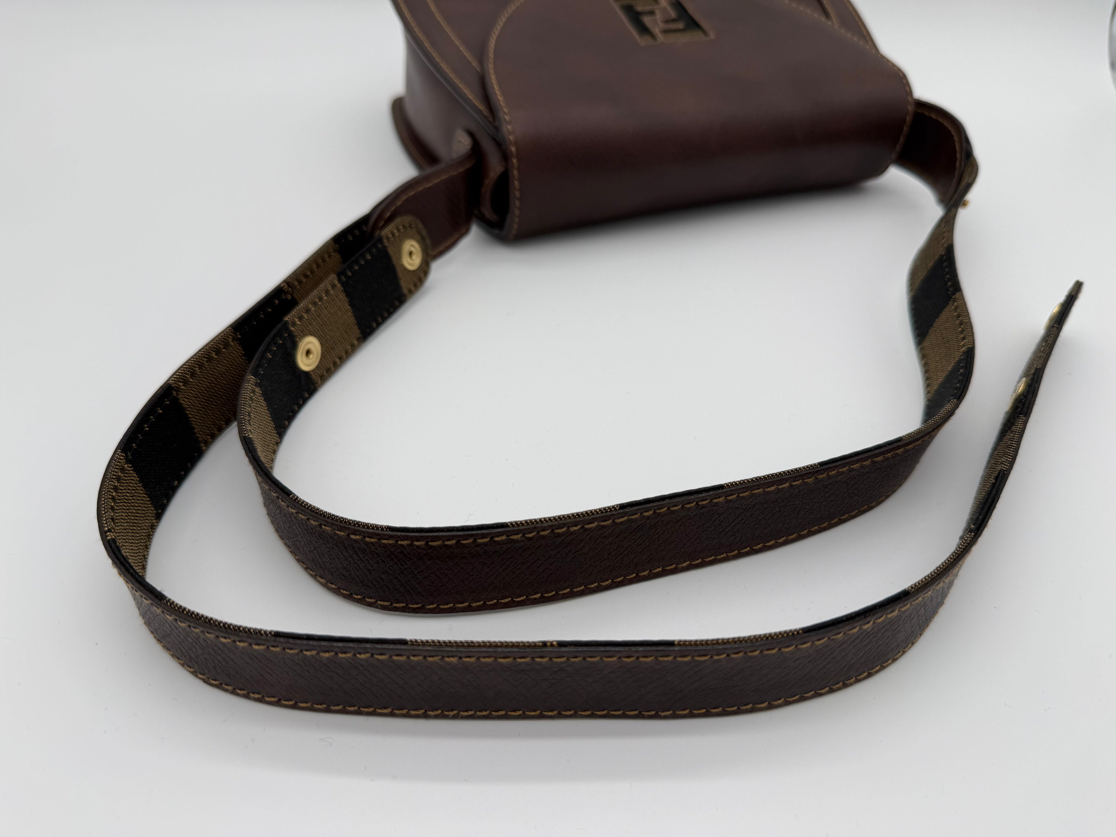 Fendi Leather Shoulder Bag – Brown & Gold (SKU: 148864V)