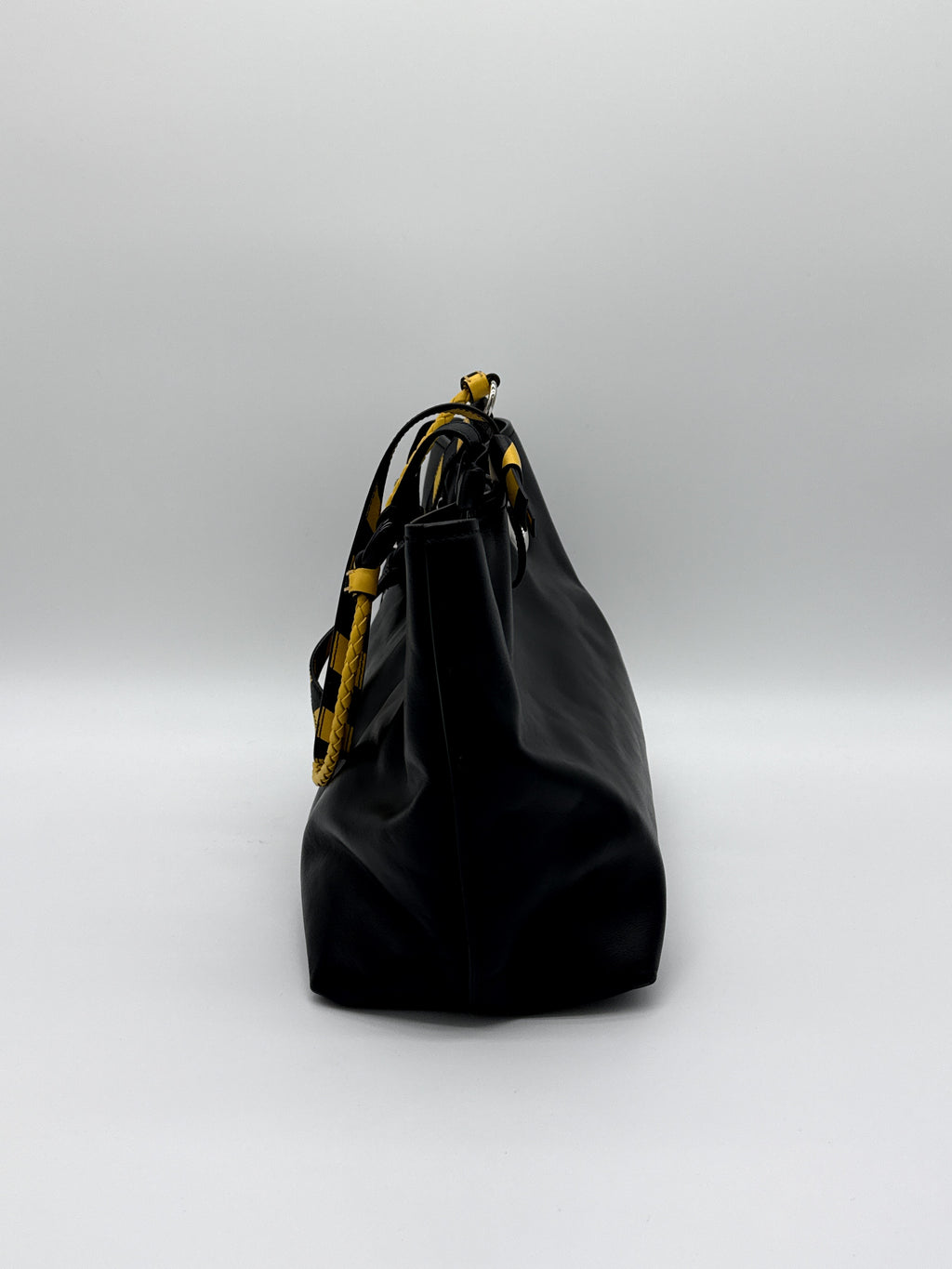 Miu Miu Leather Tote Bag – Black with Silver Hardware (SKU: 145940V)