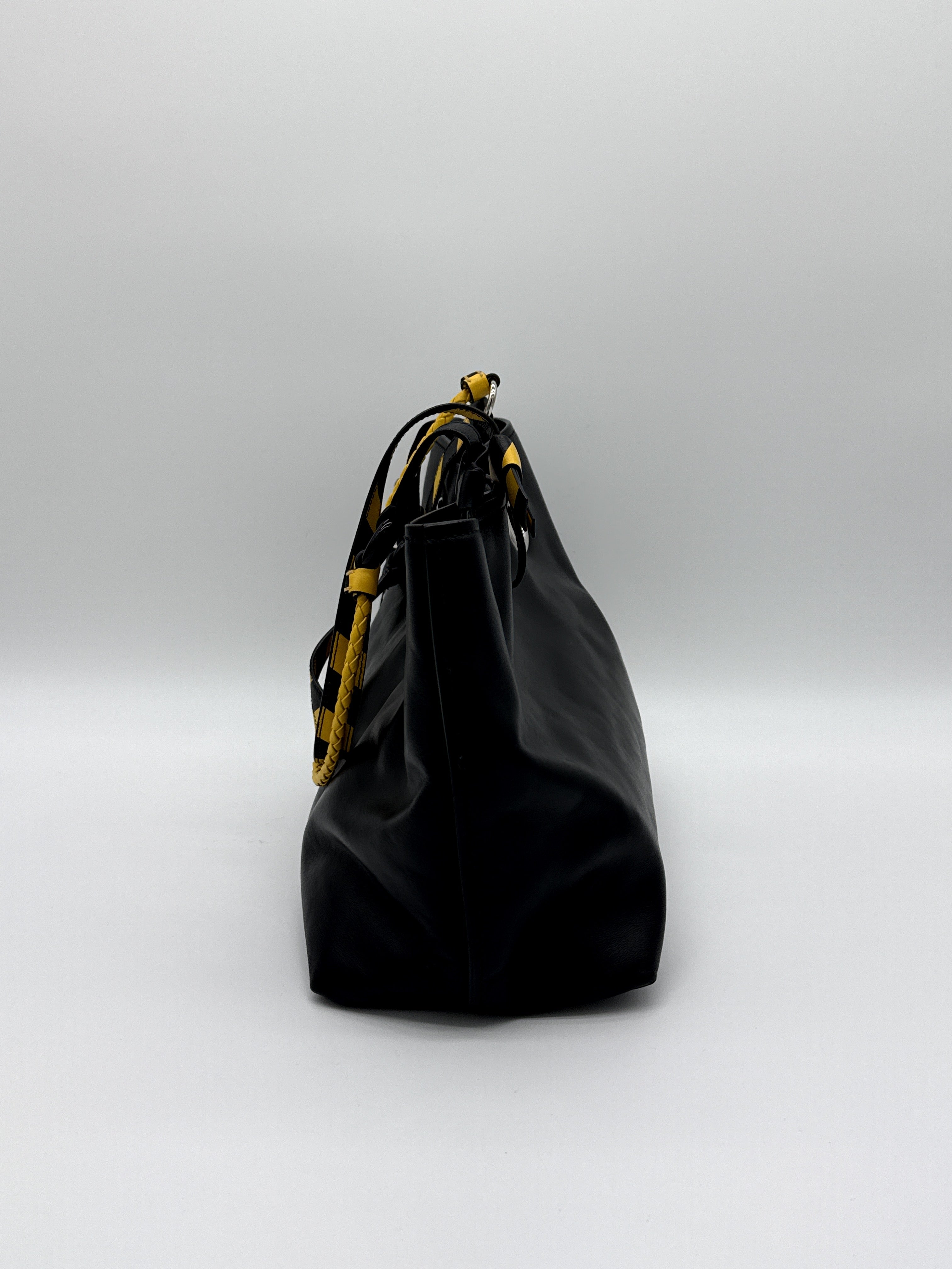 Miu Miu Leather Tote Bag – Black with Silver Hardware (SKU: 145940V)