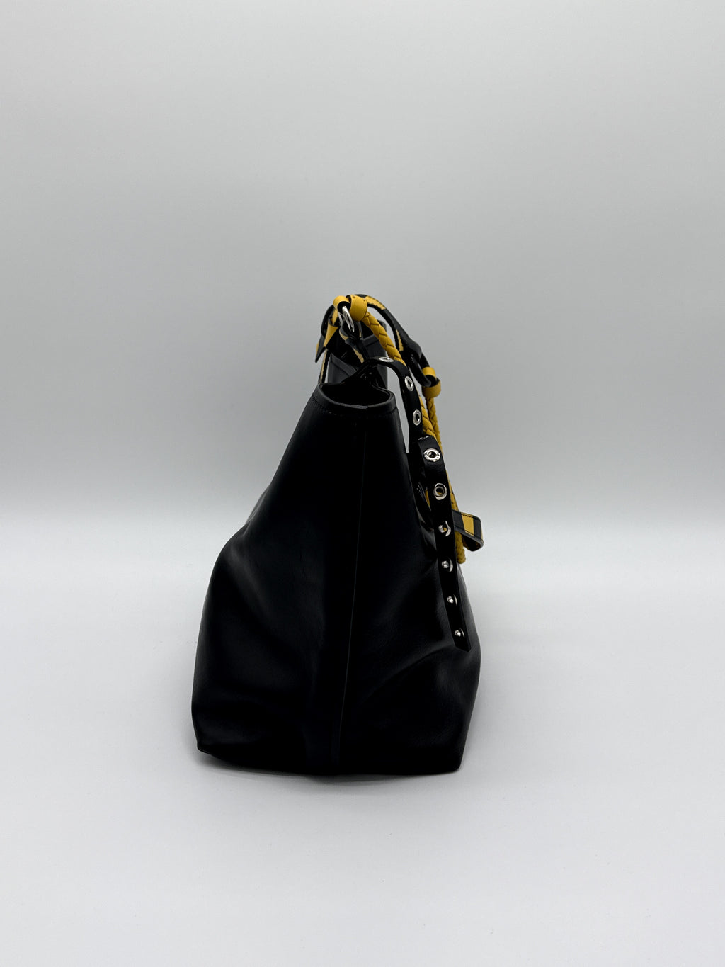 Miu Miu Leather Tote Bag – Black with Silver Hardware (SKU: 145940V)