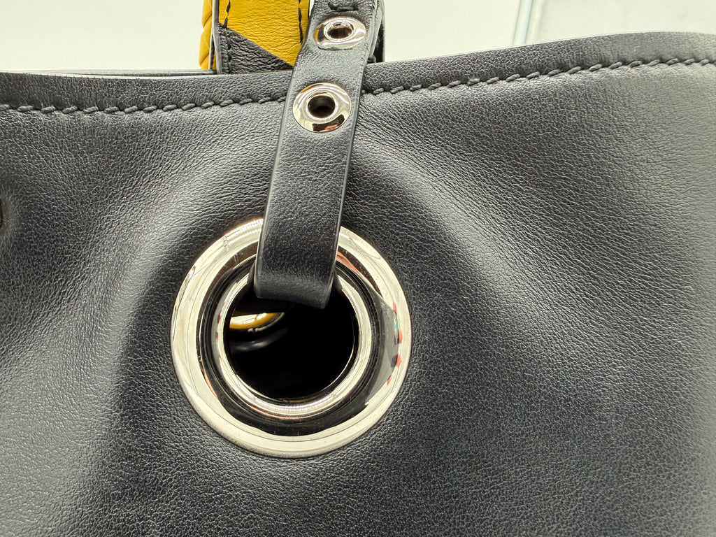 Miu Miu Leather Tote Bag – Black with Silver Hardware (SKU: 145940V)