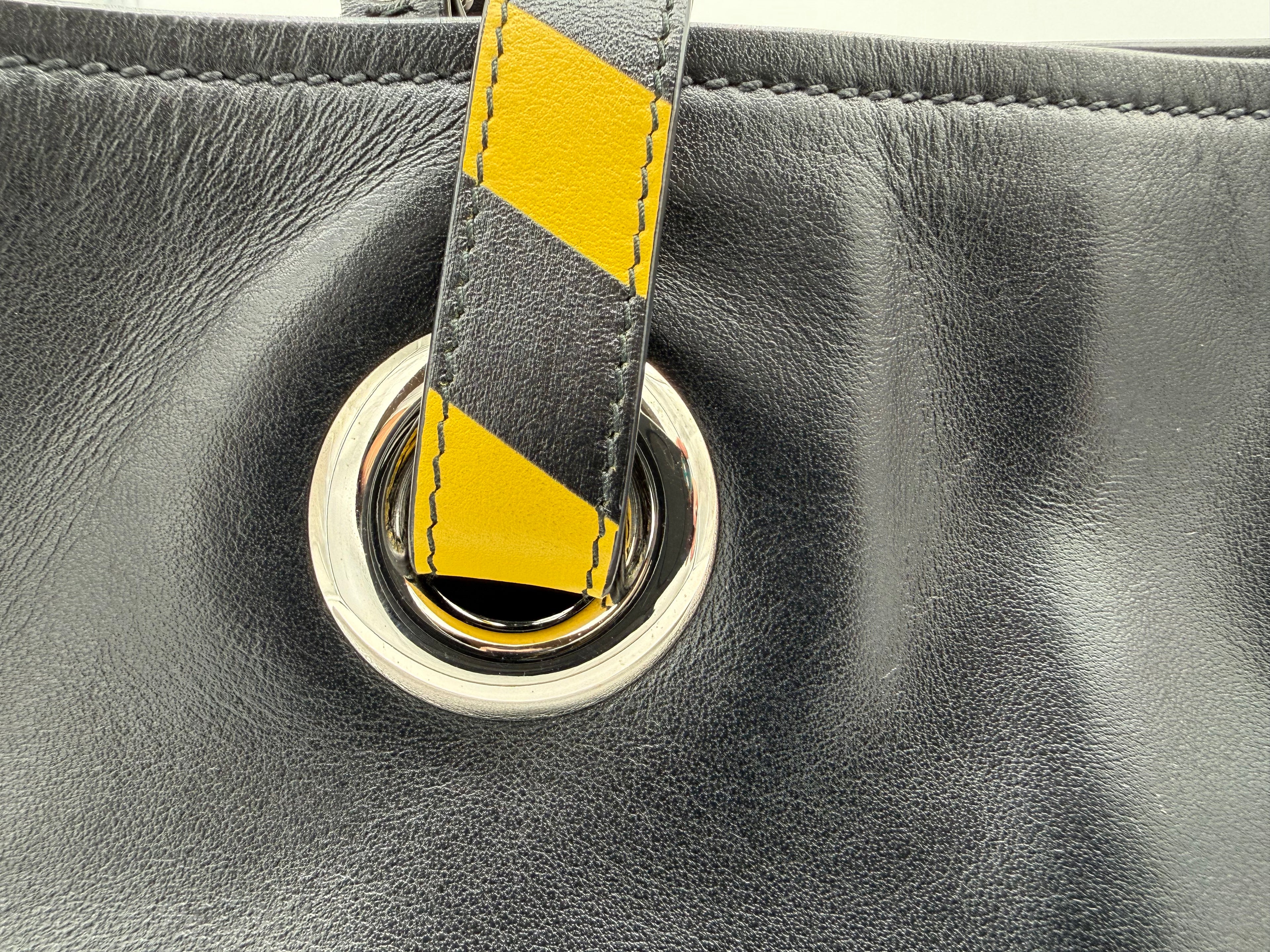 Miu Miu Leather Tote Bag – Black with Silver Hardware (SKU: 145940V)