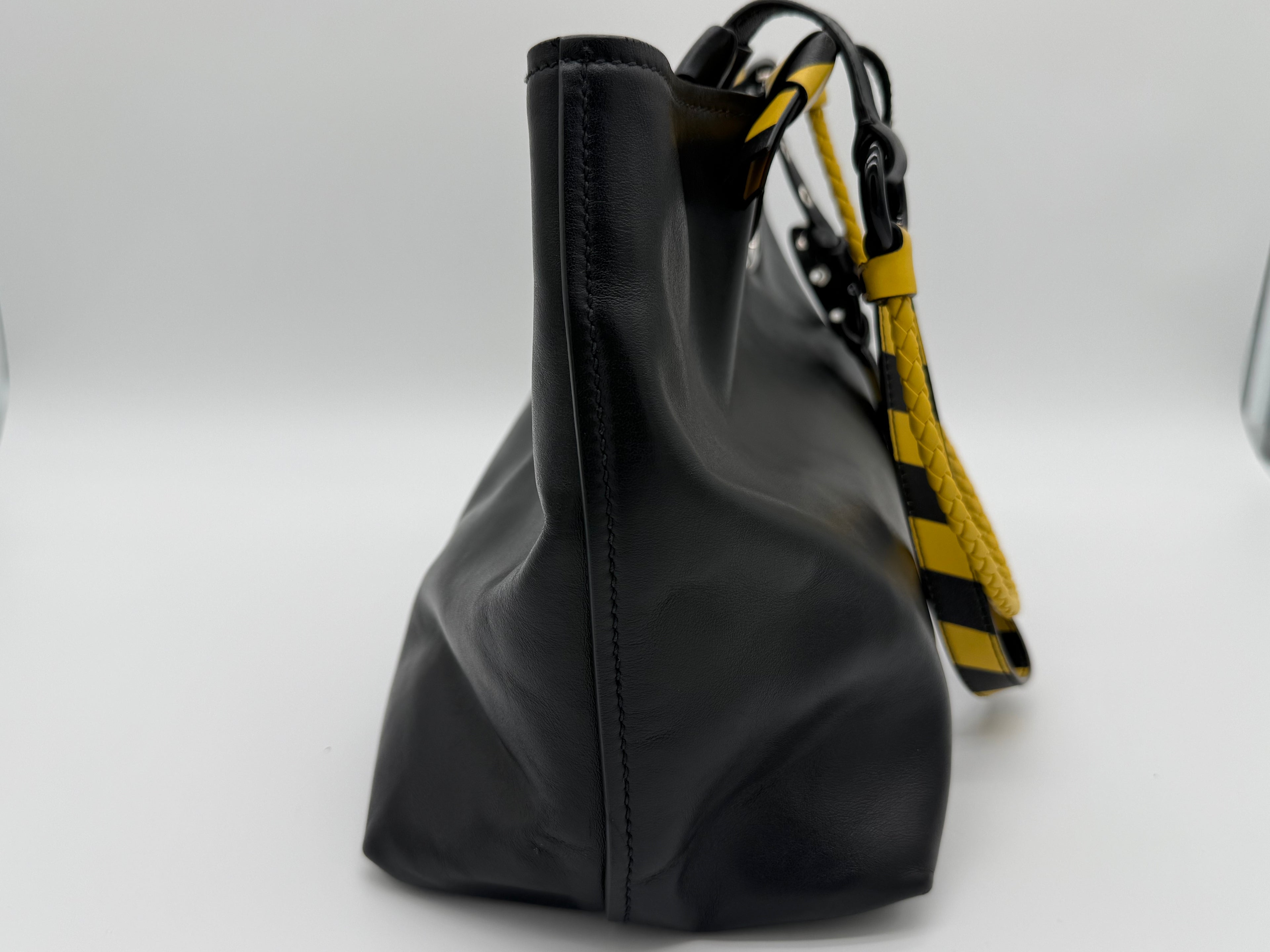 Miu Miu Leather Tote Bag – Black with Silver Hardware (SKU: 145940V)