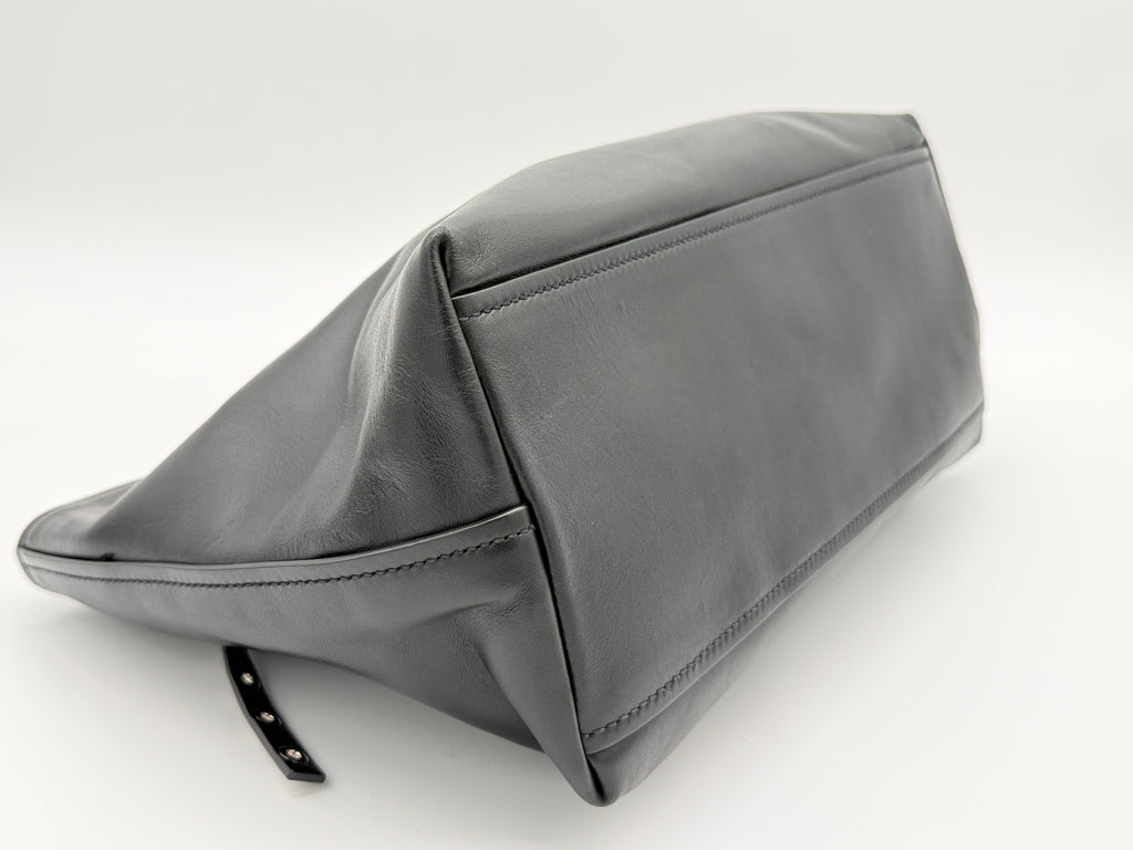 Miu Miu Leather Tote Bag – Black with Silver Hardware (SKU: 145940V)