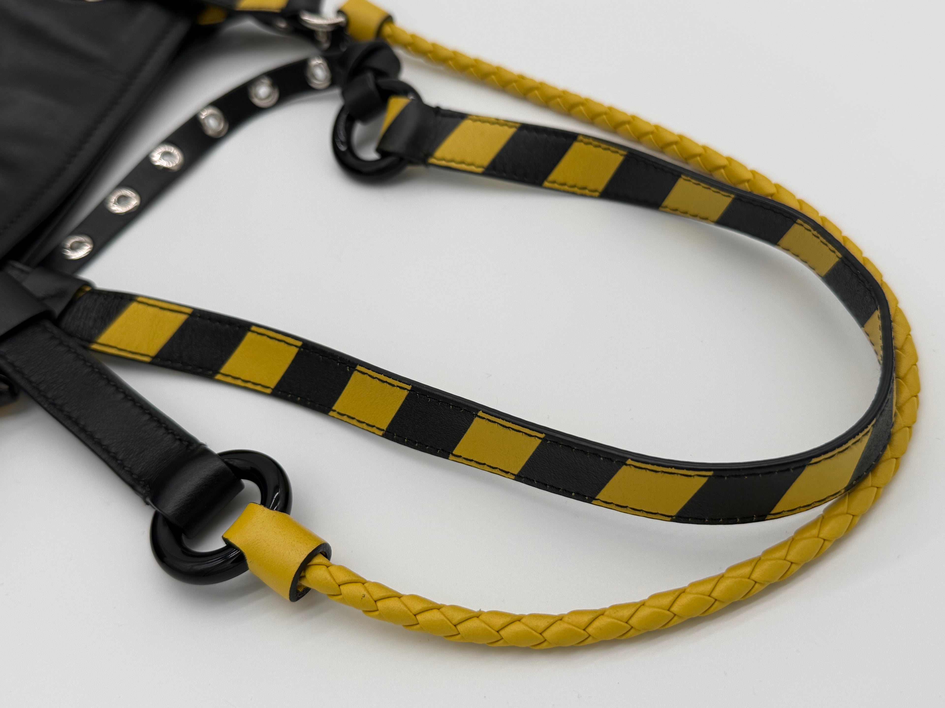 Miu Miu Leather Tote Bag – Black with Silver Hardware (SKU: 145940V)