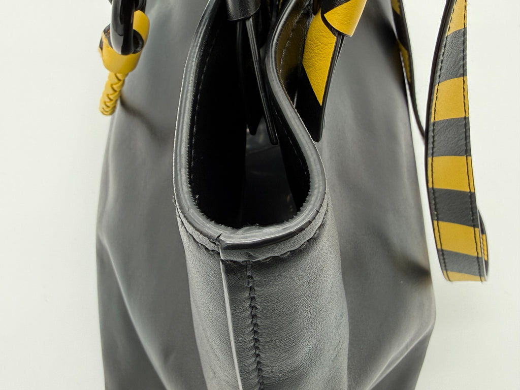 Miu Miu Leather Tote Bag – Black with Silver Hardware (SKU: 145940V)