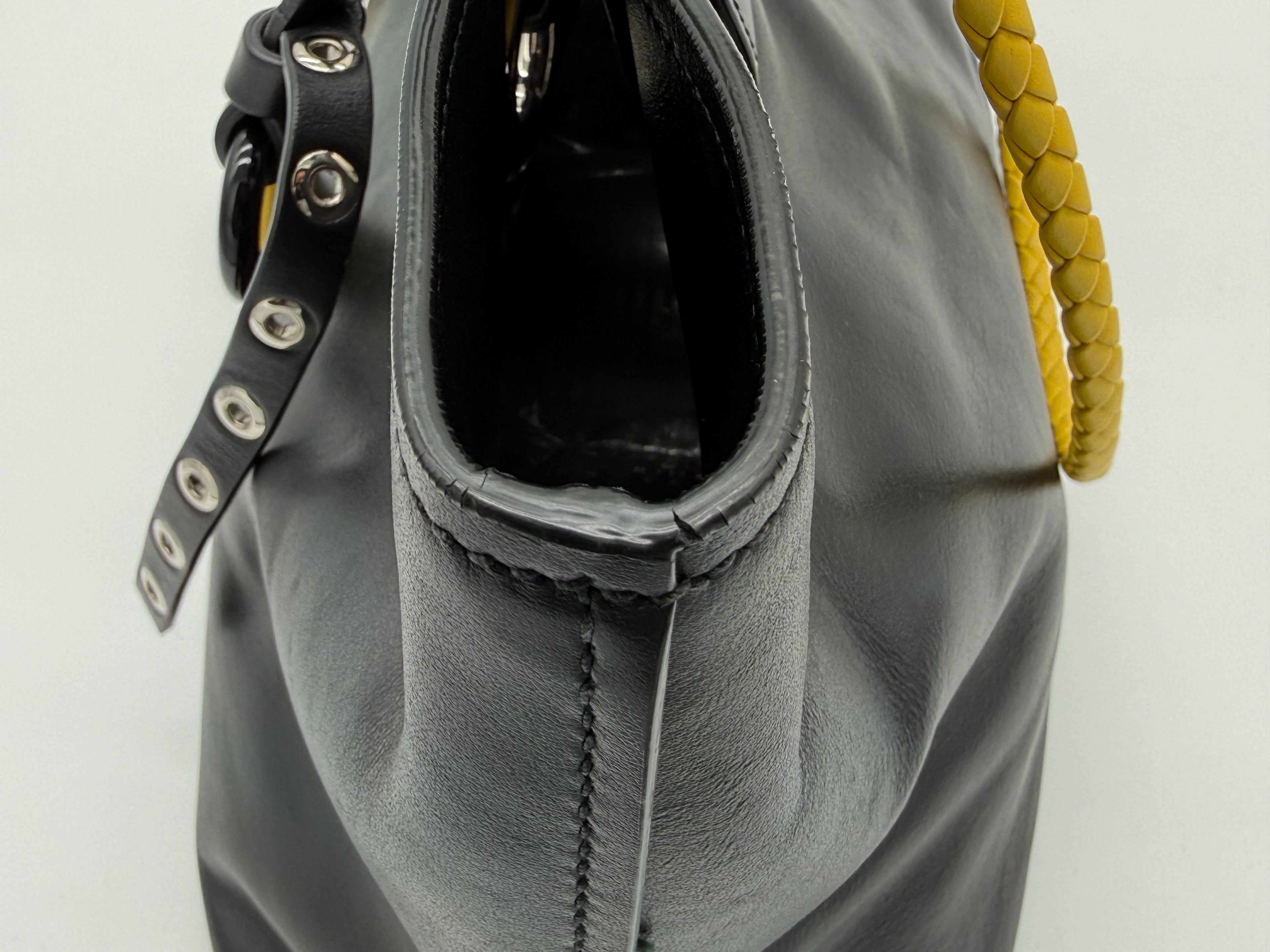 Miu Miu Leather Tote Bag – Black with Silver Hardware (SKU: 145940V)