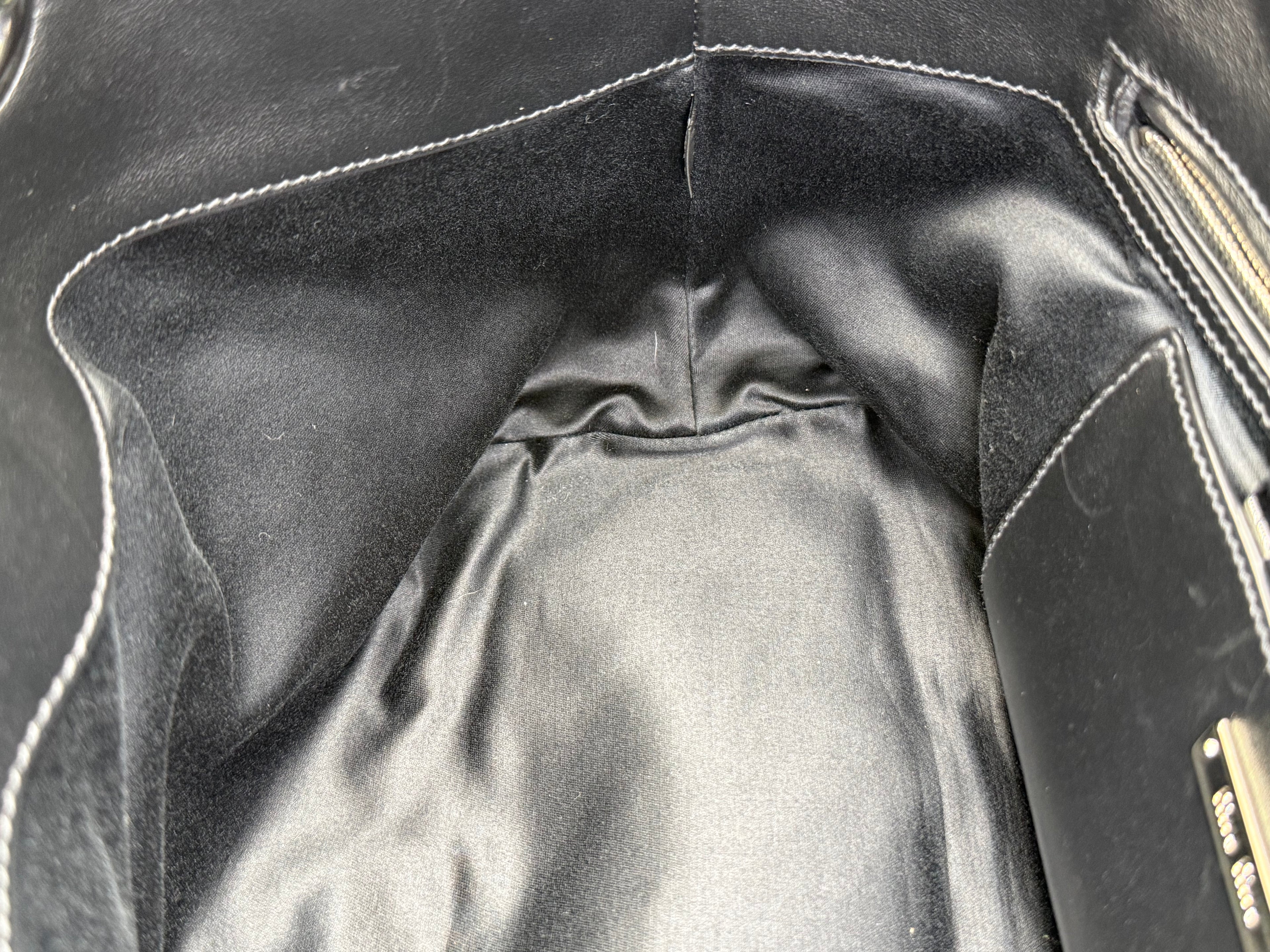 Miu Miu Leather Tote Bag – Black with Silver Hardware (SKU: 145940V)