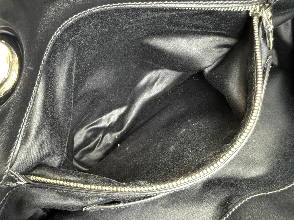 Miu Miu Leather Tote Bag – Black with Silver Hardware (SKU: 145940V)