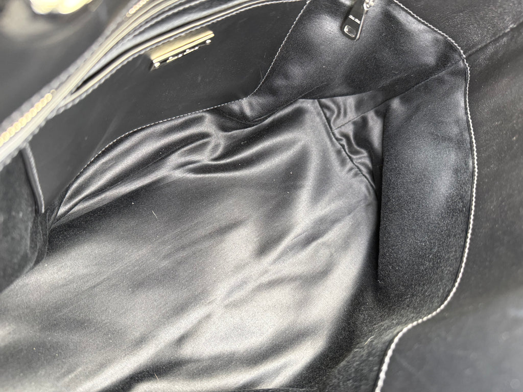 Miu Miu Leather Tote Bag – Black with Silver Hardware (SKU: 145940V)