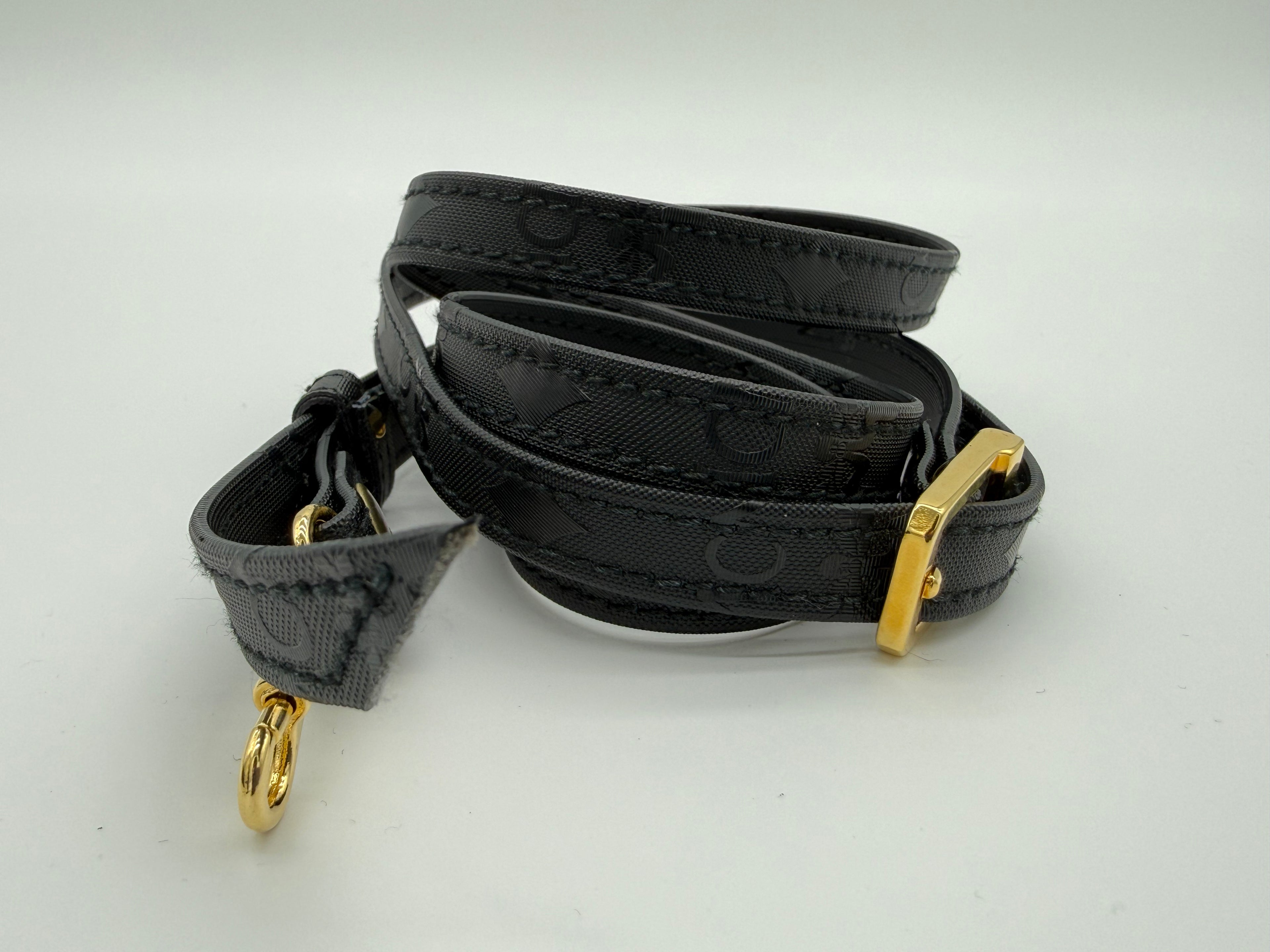 MCM Visetos Logogram 2-Way Hand Bag – Black PVC Leather with Gold Hardware (SKU: gh828)