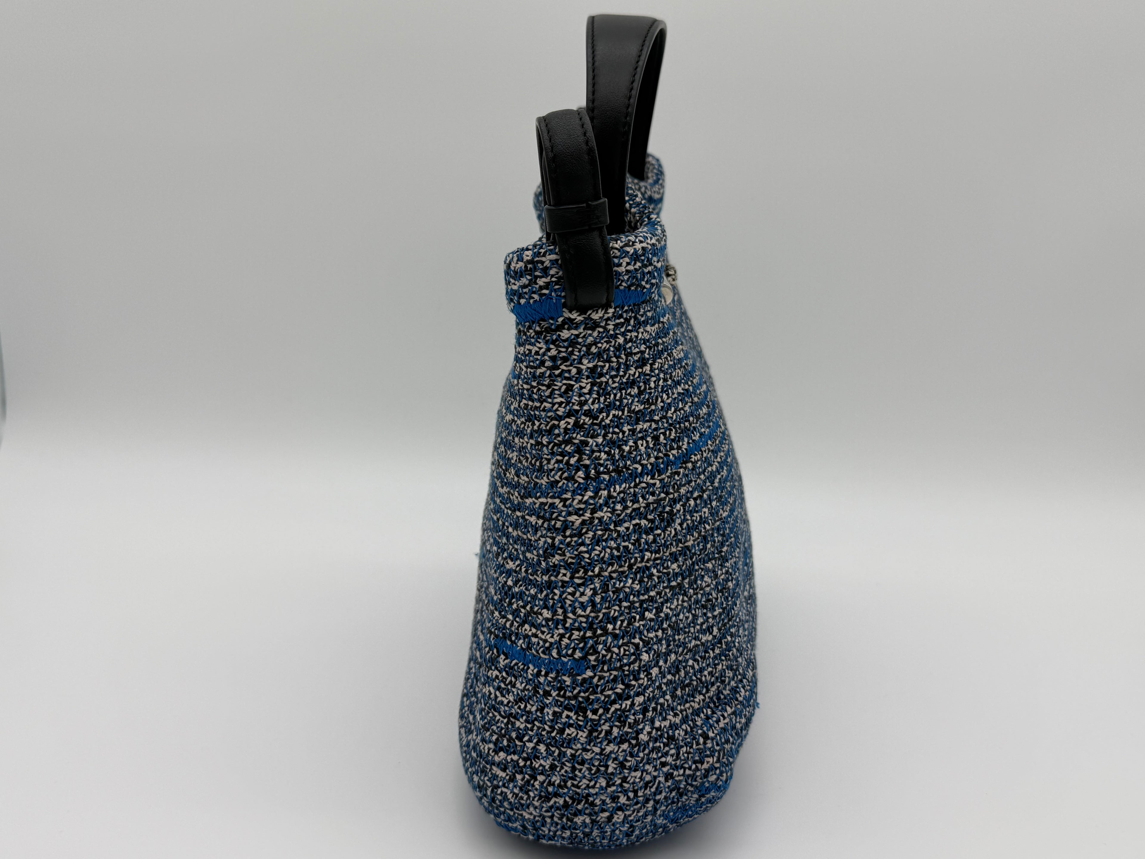 Balenciaga Zigzag Shoulder Bag – Blue Canvas & Silver Hardware (SKU: 145245)