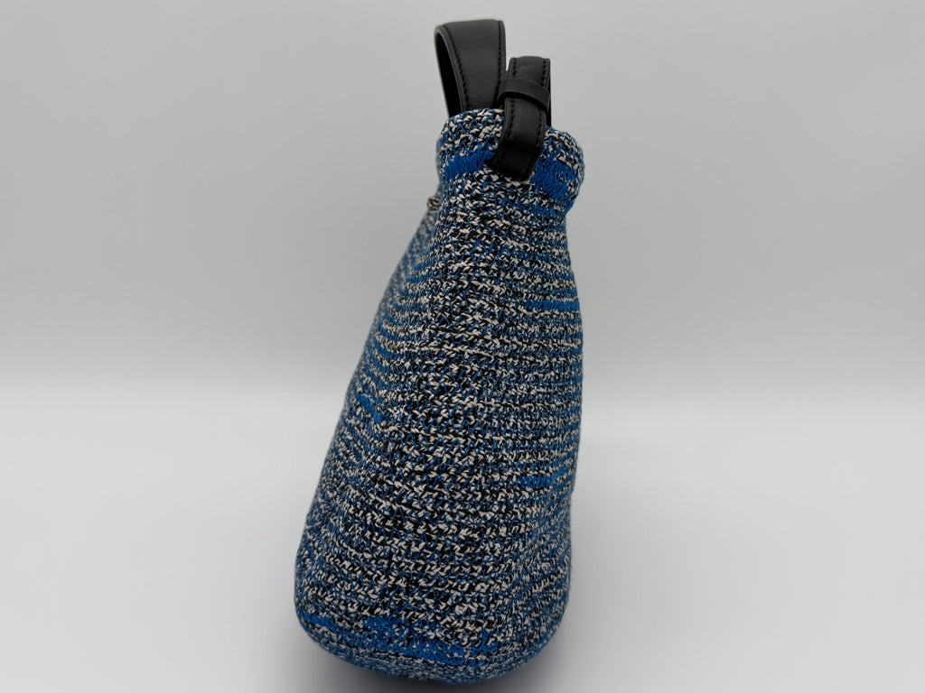 Balenciaga Zigzag Shoulder Bag – Blue Canvas & Silver Hardware (SKU: 145245)