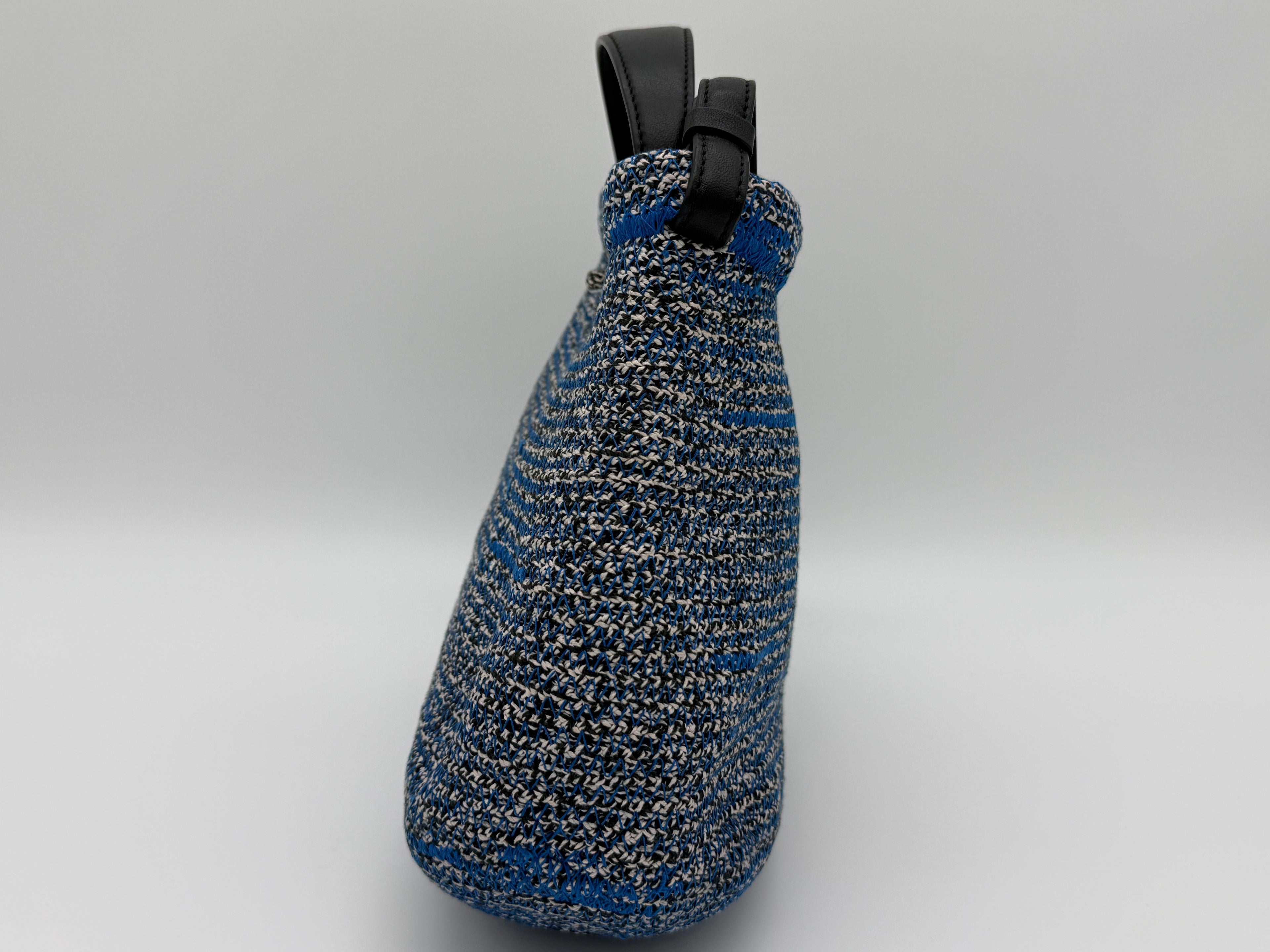 Balenciaga Zigzag Shoulder Bag – Blue Canvas & Silver Hardware (SKU: 145245)