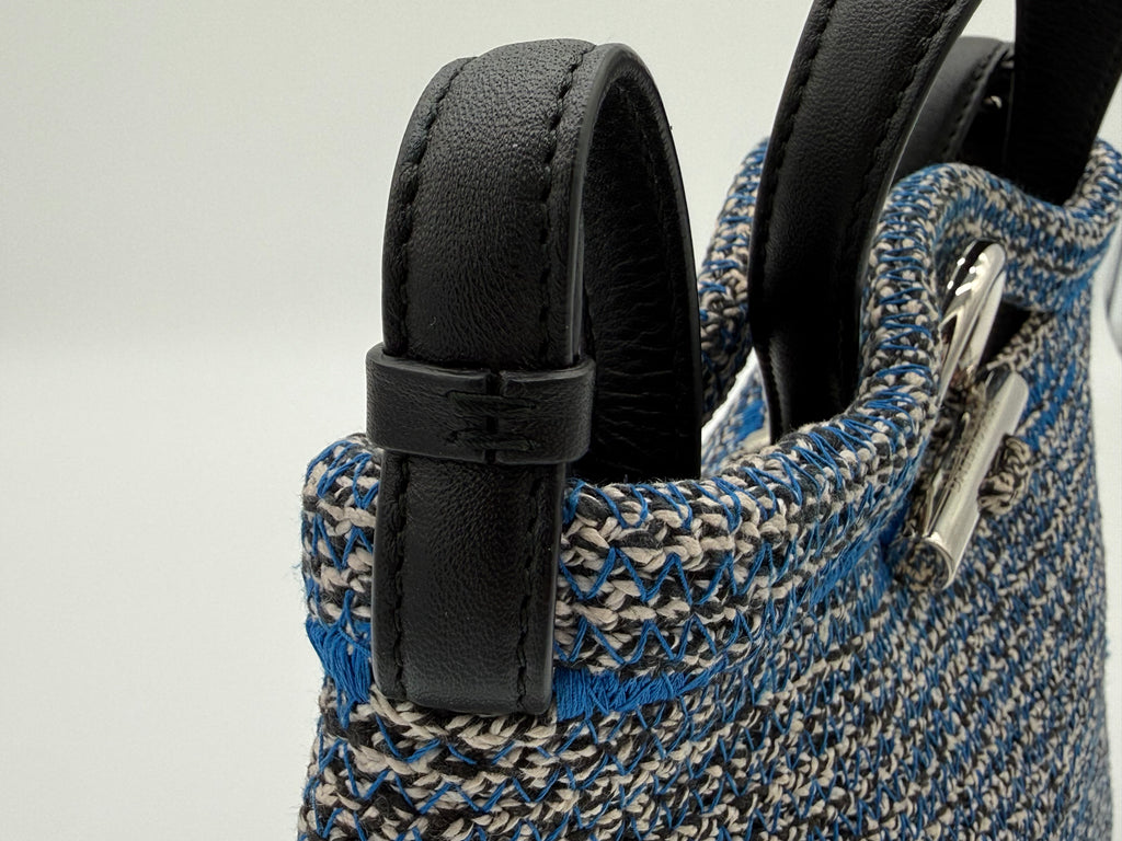 Balenciaga Zigzag Shoulder Bag – Blue Canvas & Silver Hardware (SKU: 145245)