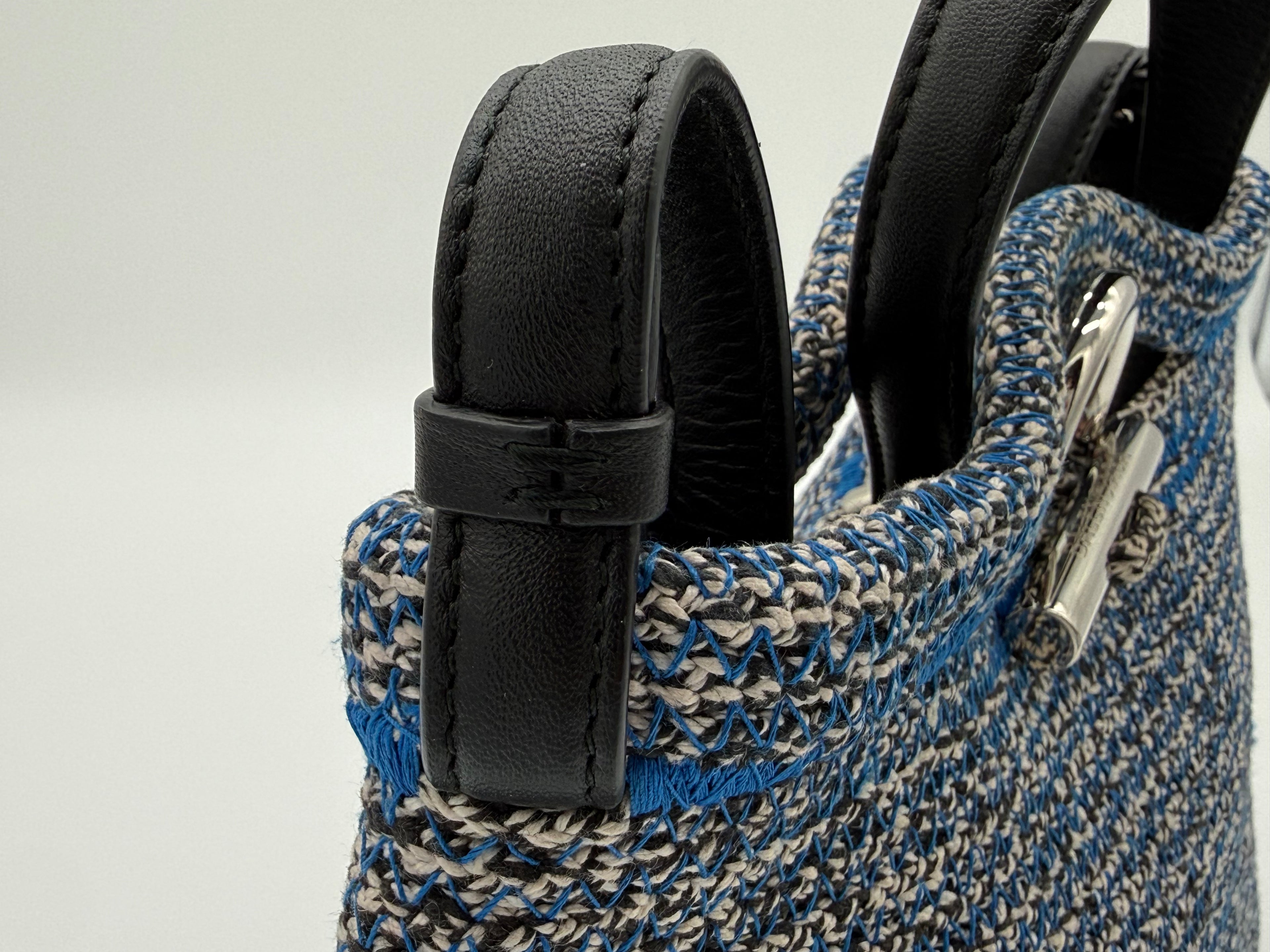 Balenciaga Zigzag Shoulder Bag – Blue Canvas & Silver Hardware (SKU: 145245)