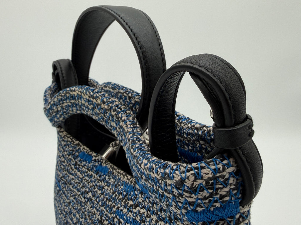 Balenciaga Zigzag Shoulder Bag – Blue Canvas & Silver Hardware (SKU: 145245)