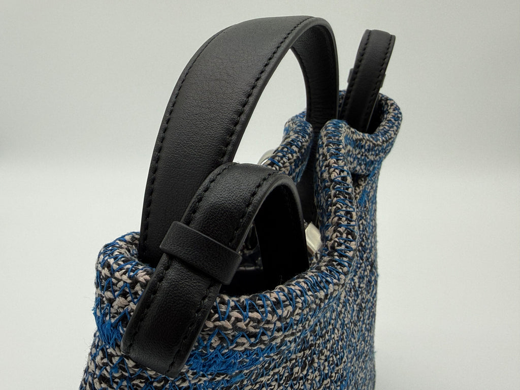 Balenciaga Zigzag Shoulder Bag – Blue Canvas & Silver Hardware (SKU: 145245)