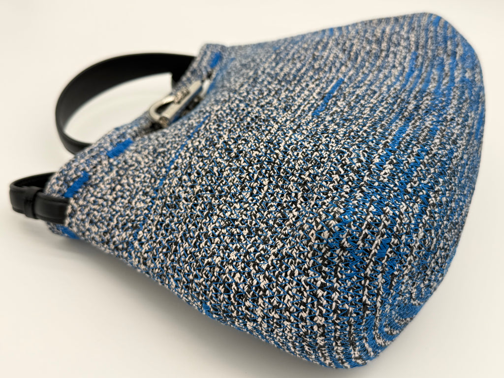 Balenciaga Zigzag Shoulder Bag – Blue Canvas & Silver Hardware (SKU: 145245)