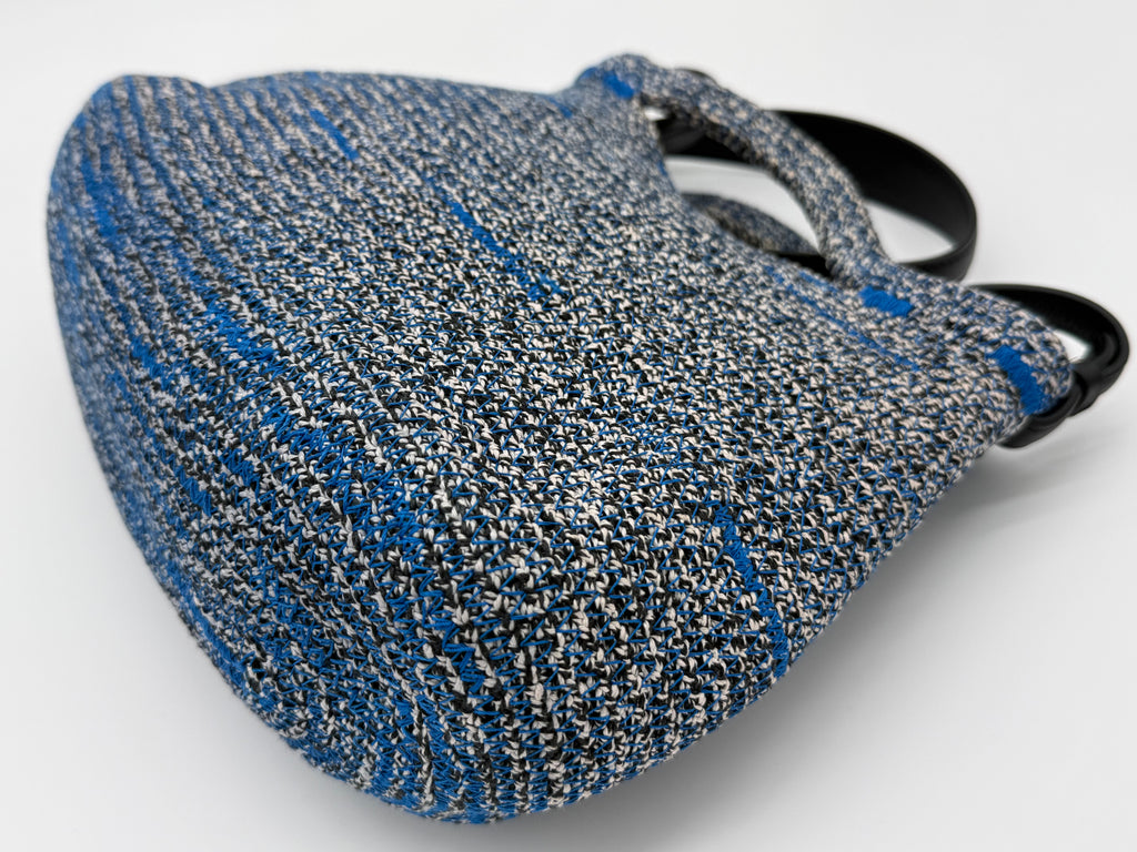 Balenciaga Zigzag Shoulder Bag – Blue Canvas & Silver Hardware (SKU: 145245)