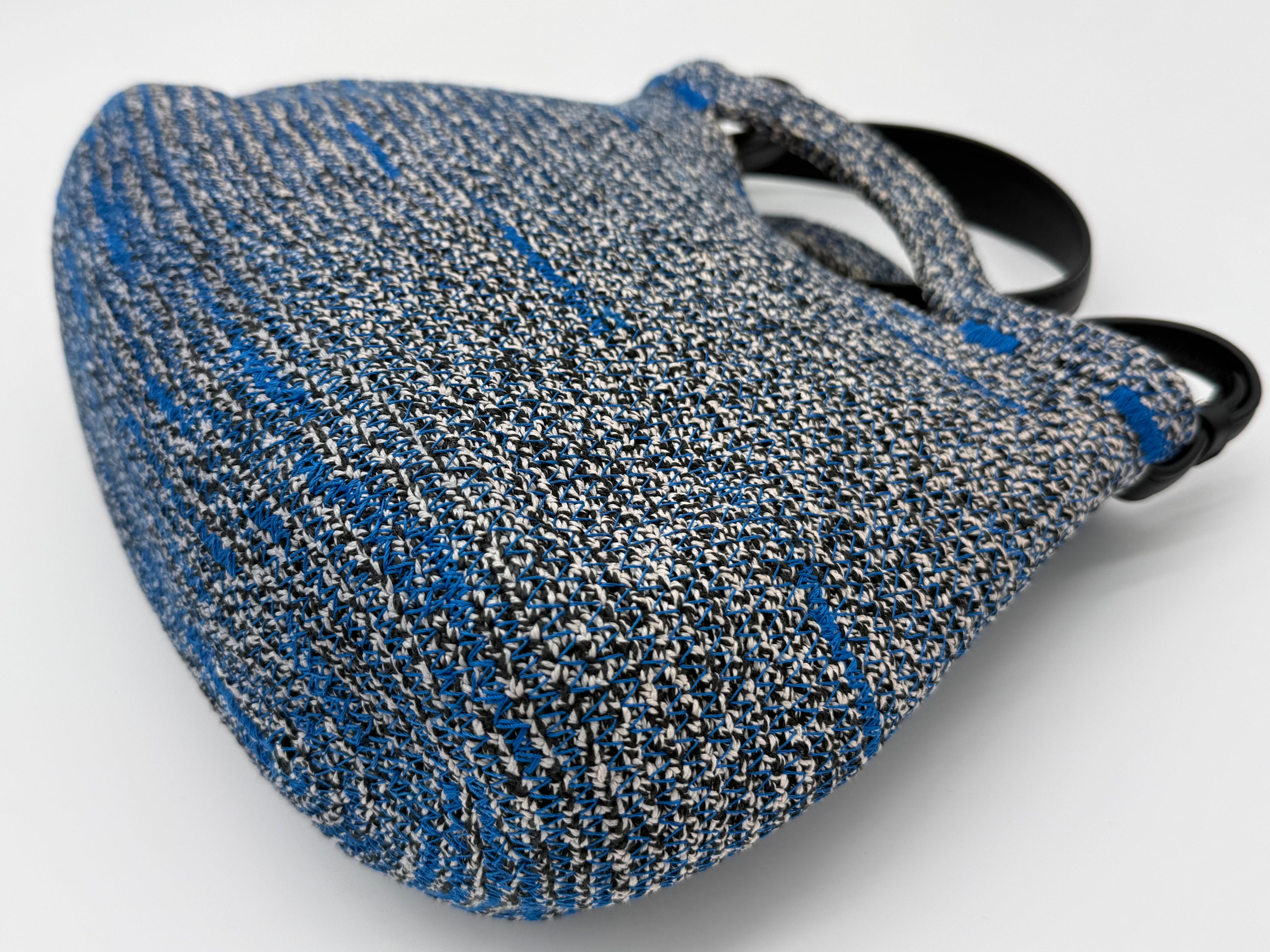 Balenciaga Zigzag Shoulder Bag – Blue Canvas & Silver Hardware (SKU: 145245)