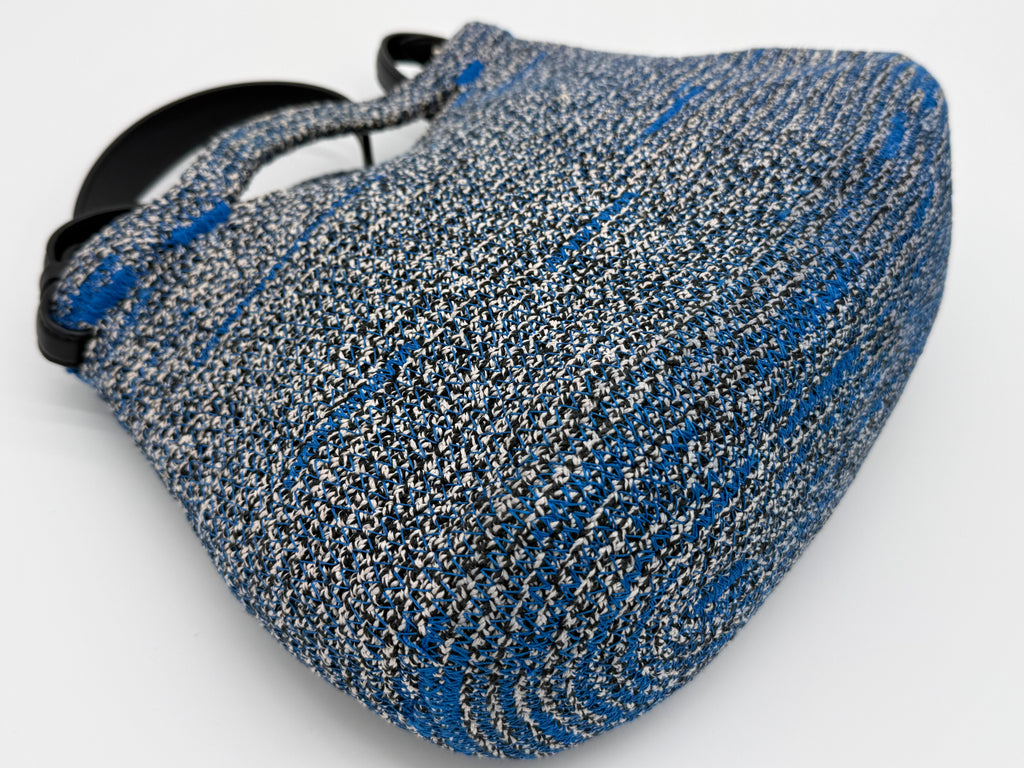 Balenciaga Zigzag Shoulder Bag – Blue Canvas & Silver Hardware (SKU: 145245)