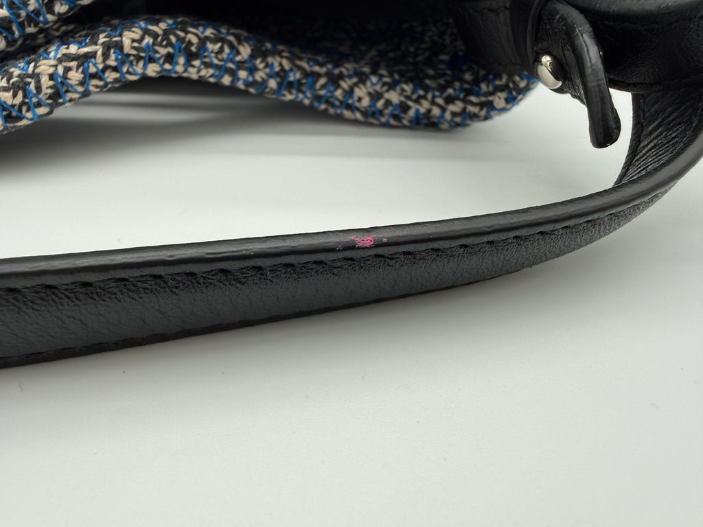 Balenciaga Zigzag Shoulder Bag – Blue Canvas & Silver Hardware (SKU: 145245)