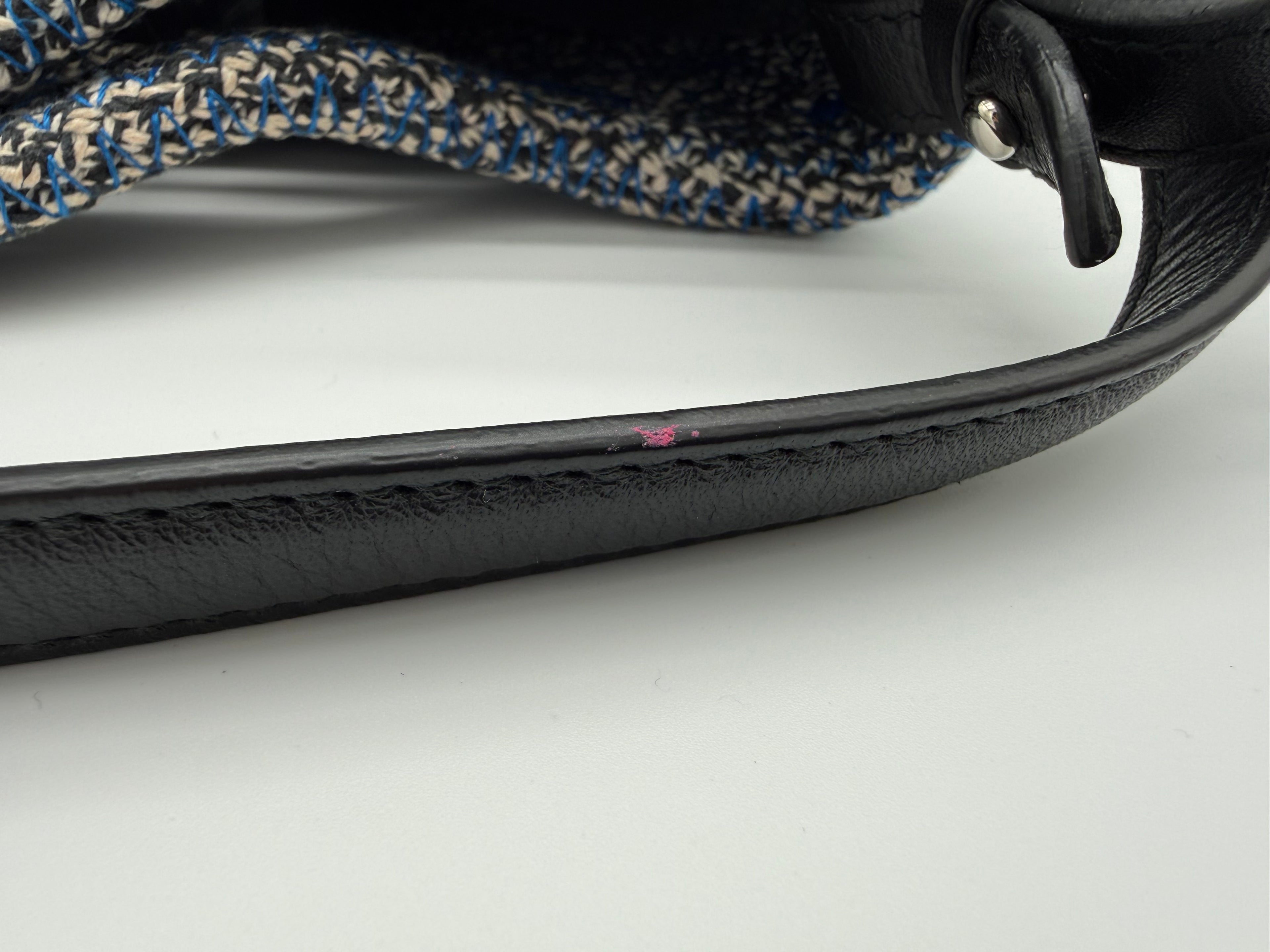 Balenciaga Zigzag Shoulder Bag – Blue Canvas & Silver Hardware (SKU: 145245)