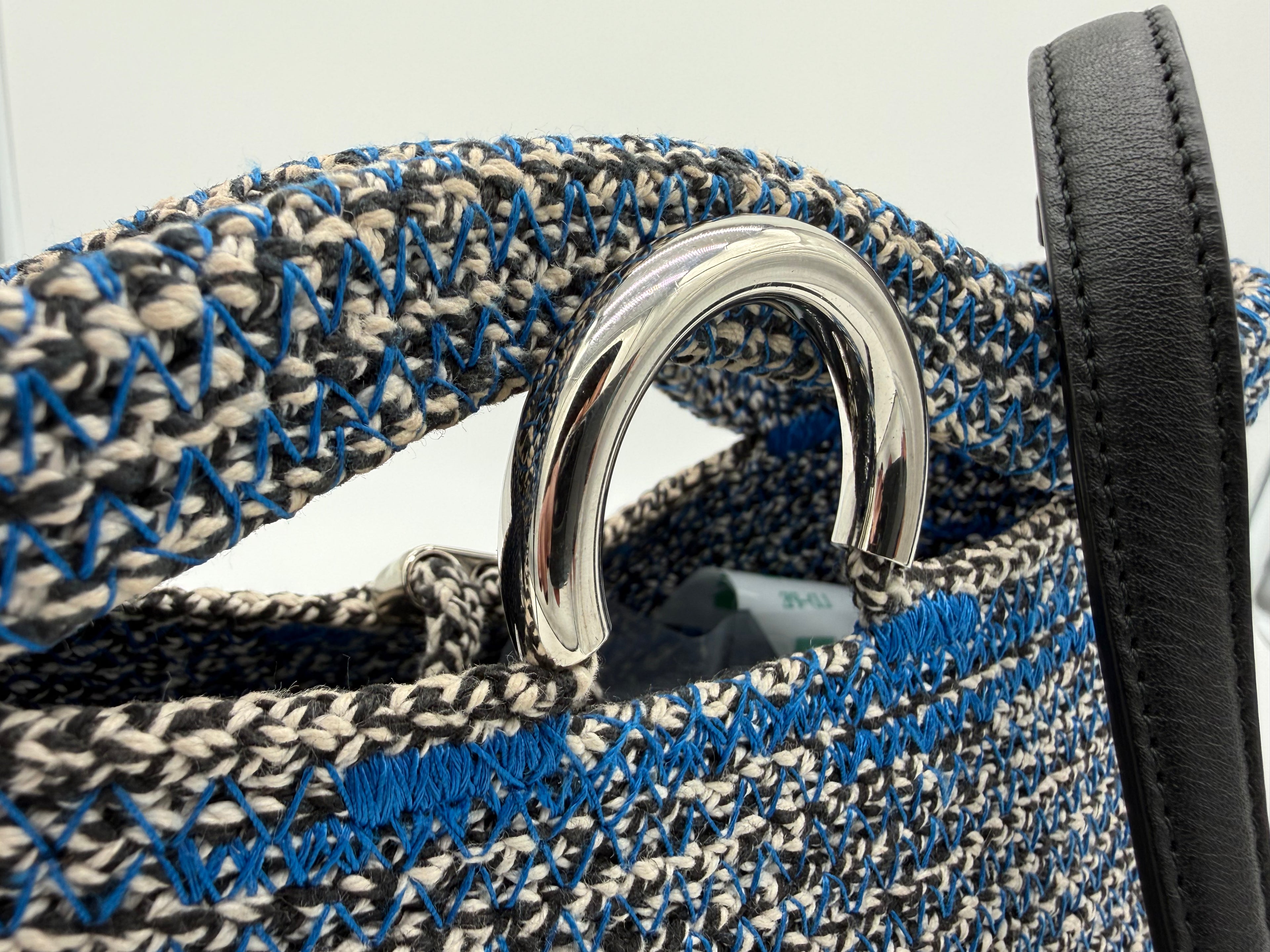 Balenciaga Zigzag Shoulder Bag – Blue Canvas & Silver Hardware (SKU: 145245)