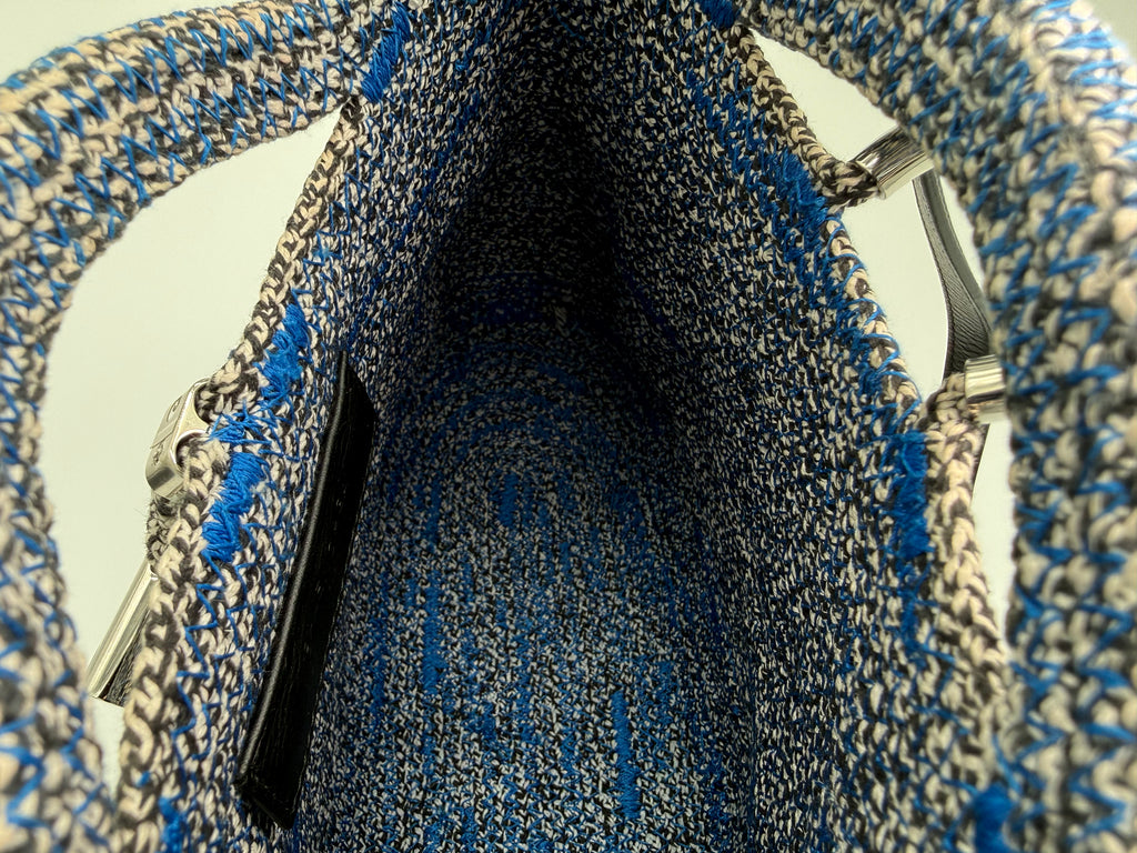 Balenciaga Zigzag Shoulder Bag – Blue Canvas & Silver Hardware (SKU: 145245)