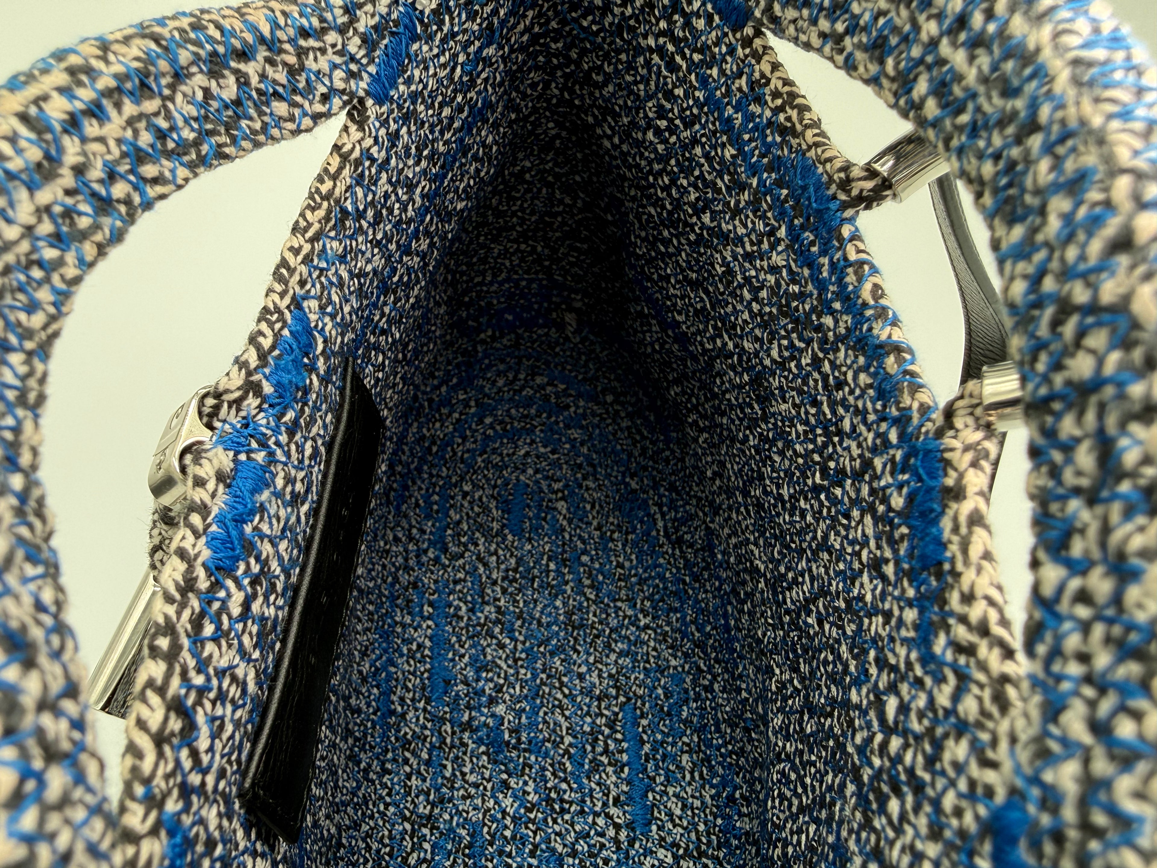 Balenciaga Zigzag Shoulder Bag – Blue Canvas & Silver Hardware (SKU: 145245)