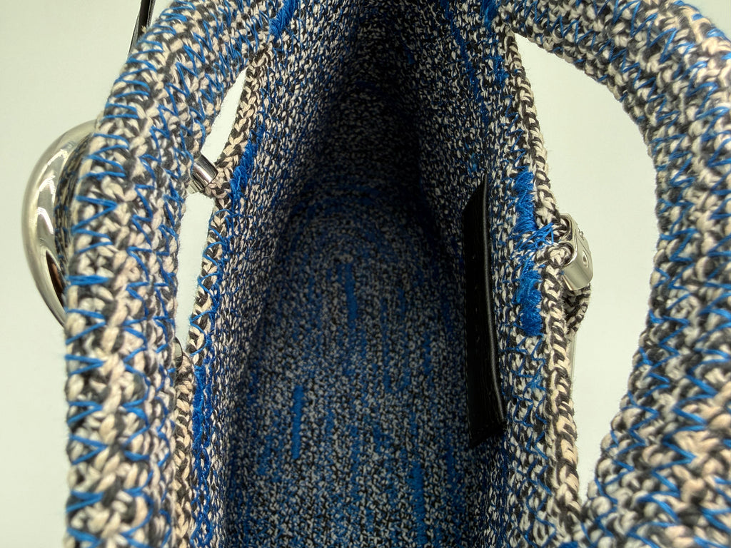 Balenciaga Zigzag Shoulder Bag – Blue Canvas & Silver Hardware (SKU: 145245)