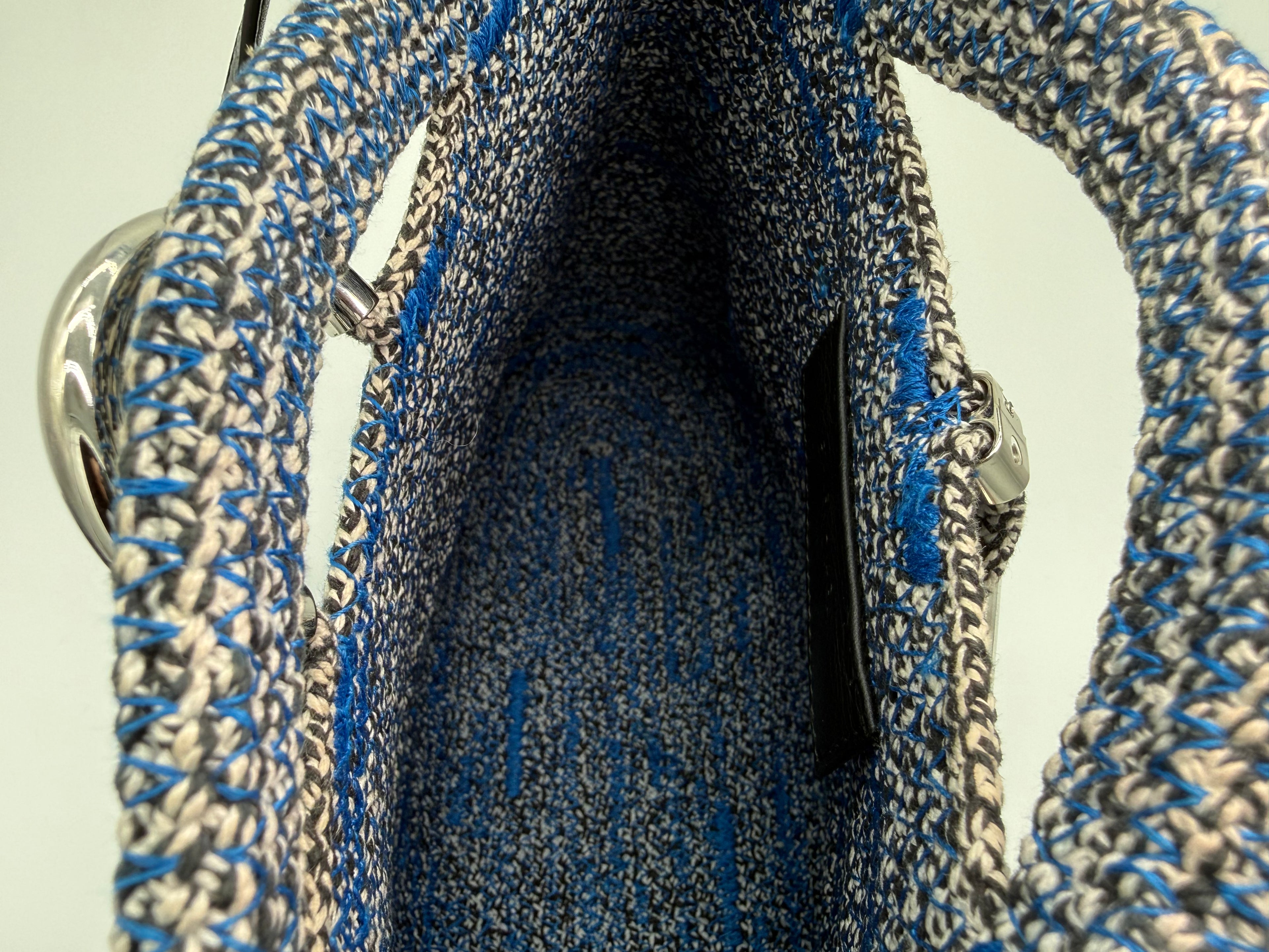 Balenciaga Zigzag Shoulder Bag – Blue Canvas & Silver Hardware (SKU: 145245)