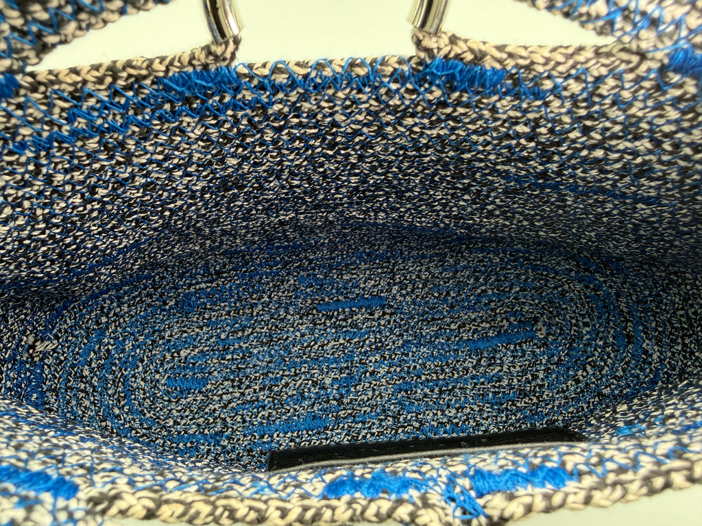 Balenciaga Zigzag Shoulder Bag – Blue Canvas & Silver Hardware (SKU: 145245)
