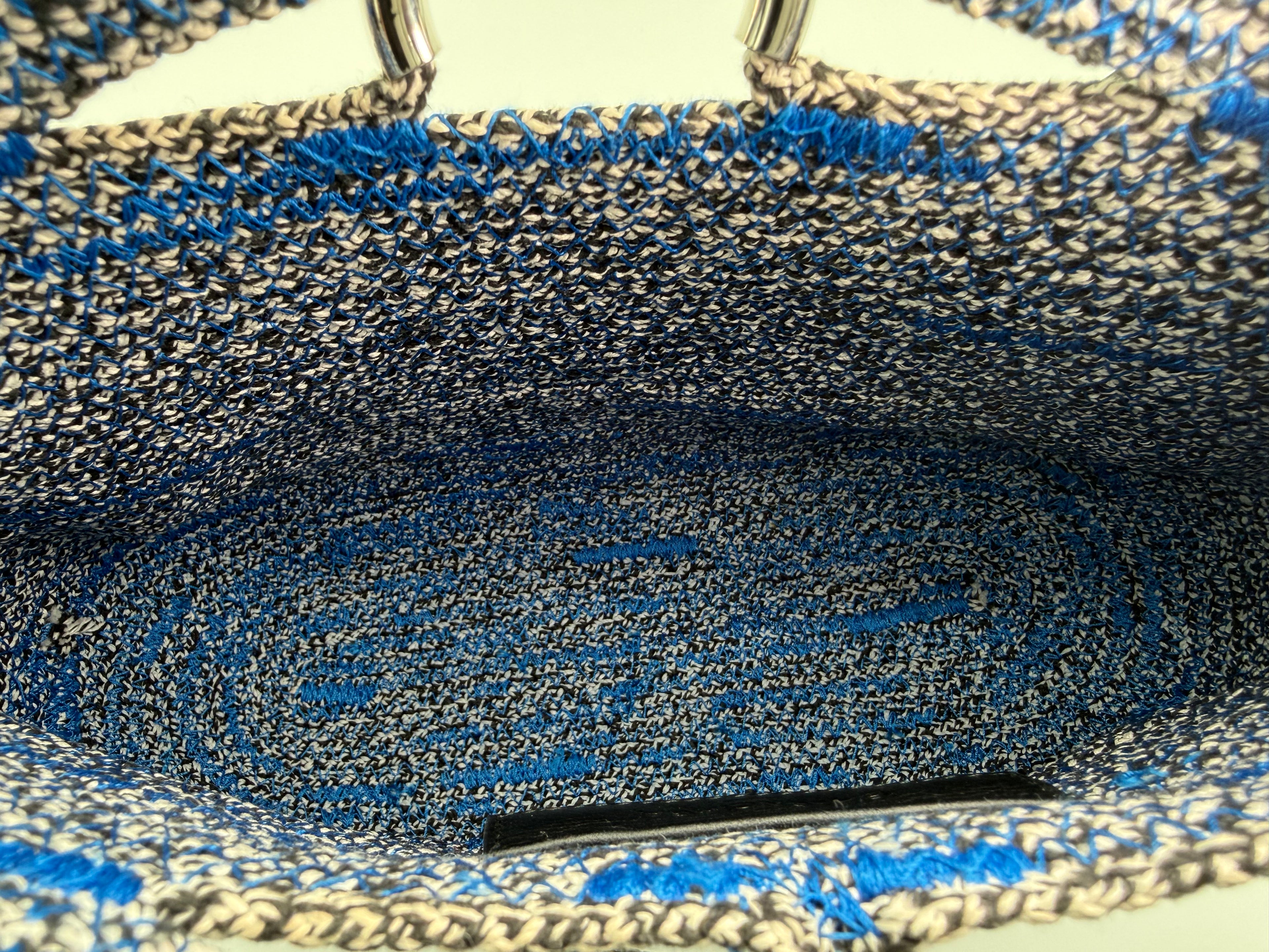 Balenciaga Zigzag Shoulder Bag – Blue Canvas & Silver Hardware (SKU: 145245)