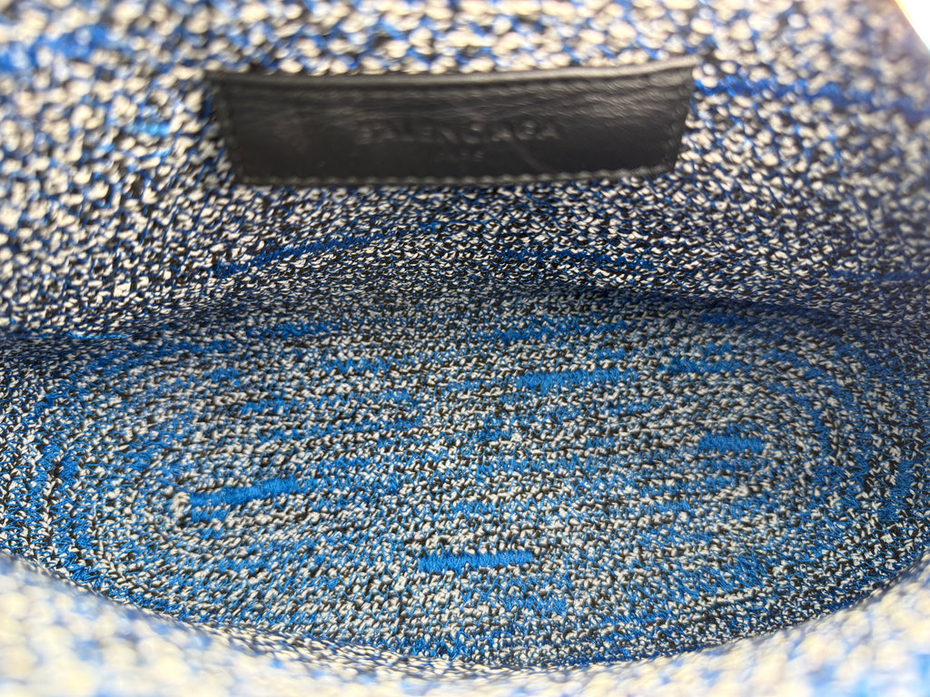 Balenciaga Zigzag Shoulder Bag – Blue Canvas & Silver Hardware (SKU: 145245)