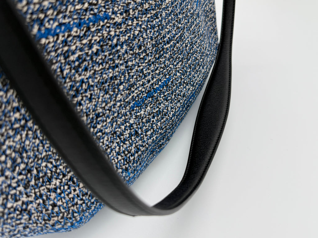 Balenciaga Zigzag Shoulder Bag – Blue Canvas & Silver Hardware (SKU: 145245)