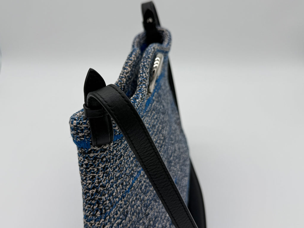 Balenciaga Zigzag Shoulder Bag – Blue Canvas & Silver Hardware (SKU: 145245)