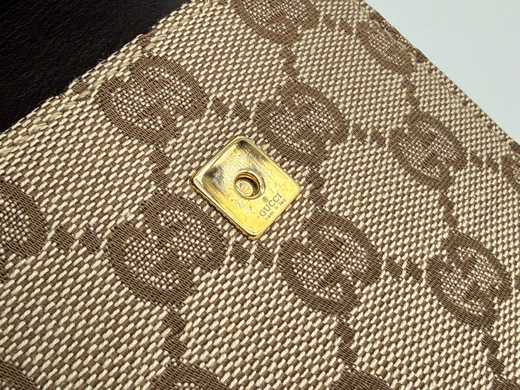 Gucci GG Canvas Shoulder Bag – Beige with Gold Hardware (SKU: gh802)
