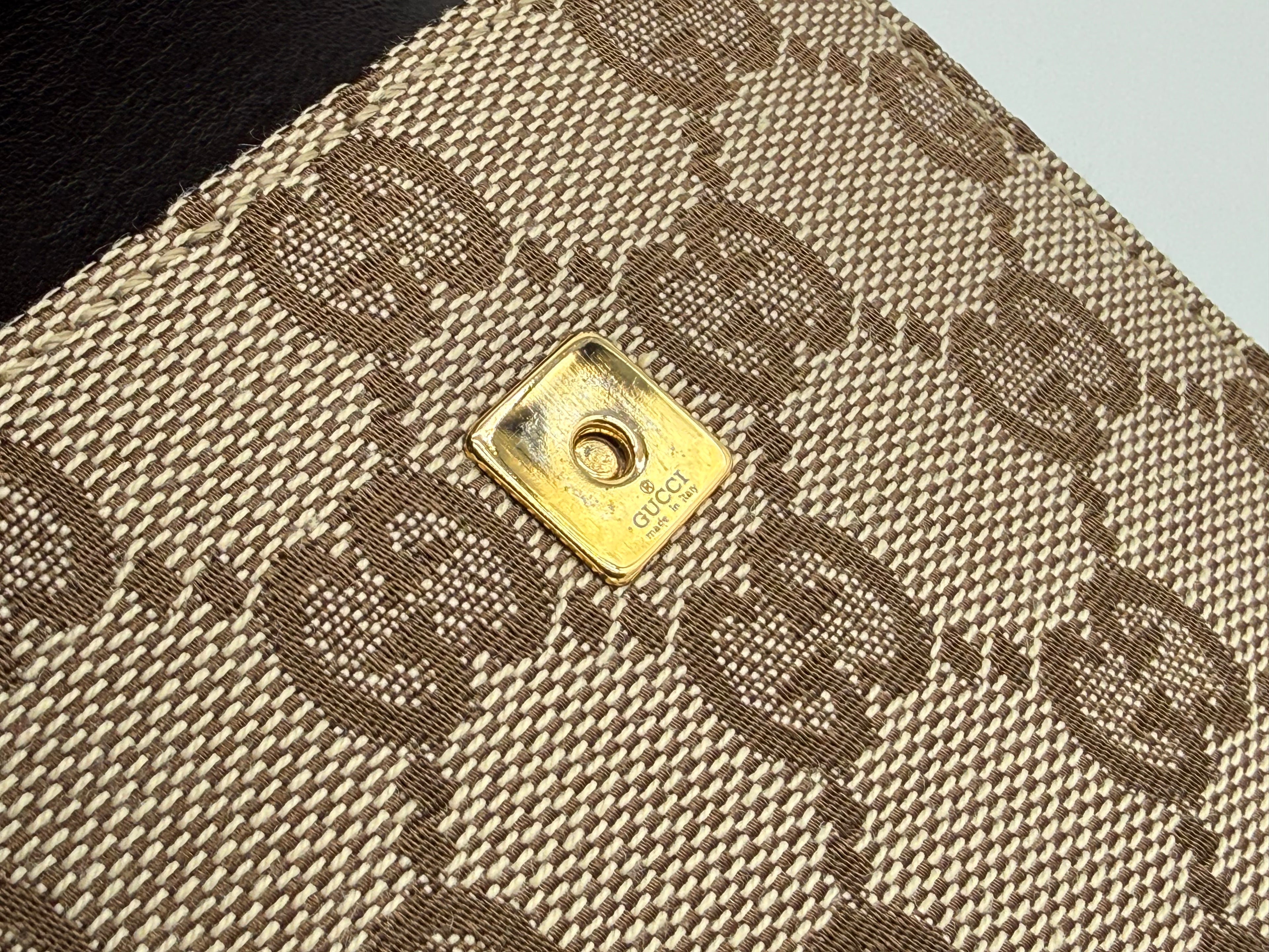 Gucci GG Canvas Shoulder Bag – Beige with Gold Hardware (SKU: gh802)