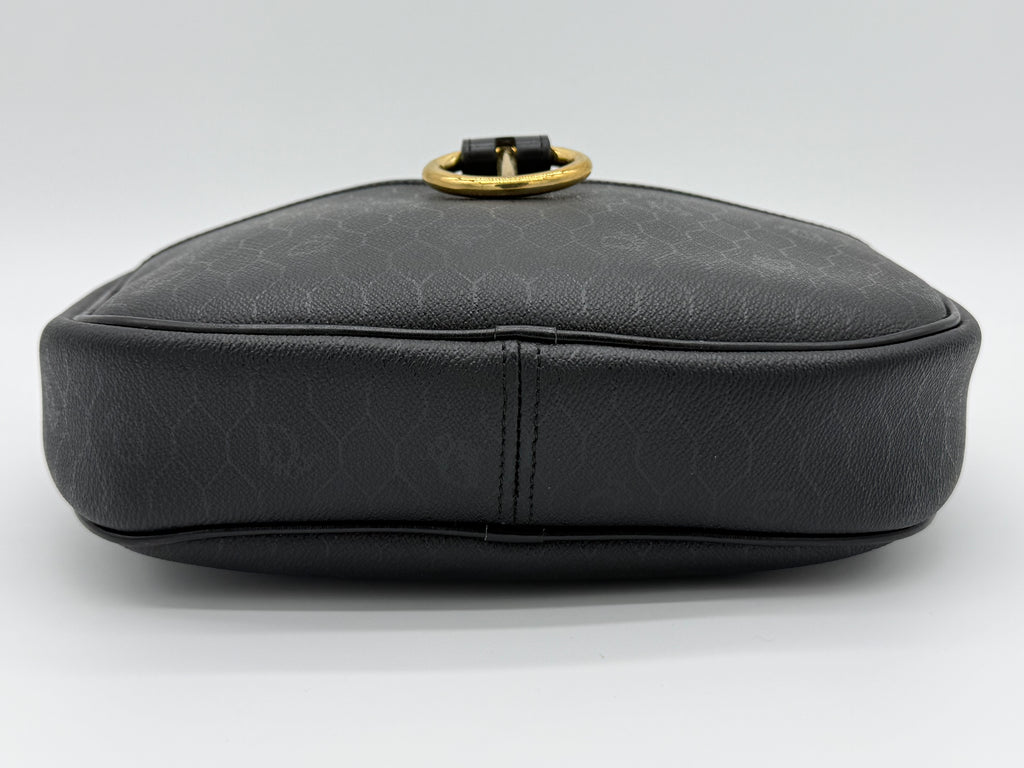 Christian Dior Honeycomb Canvas Shoulder Bag – Black & Gold (SKU: BA2275)