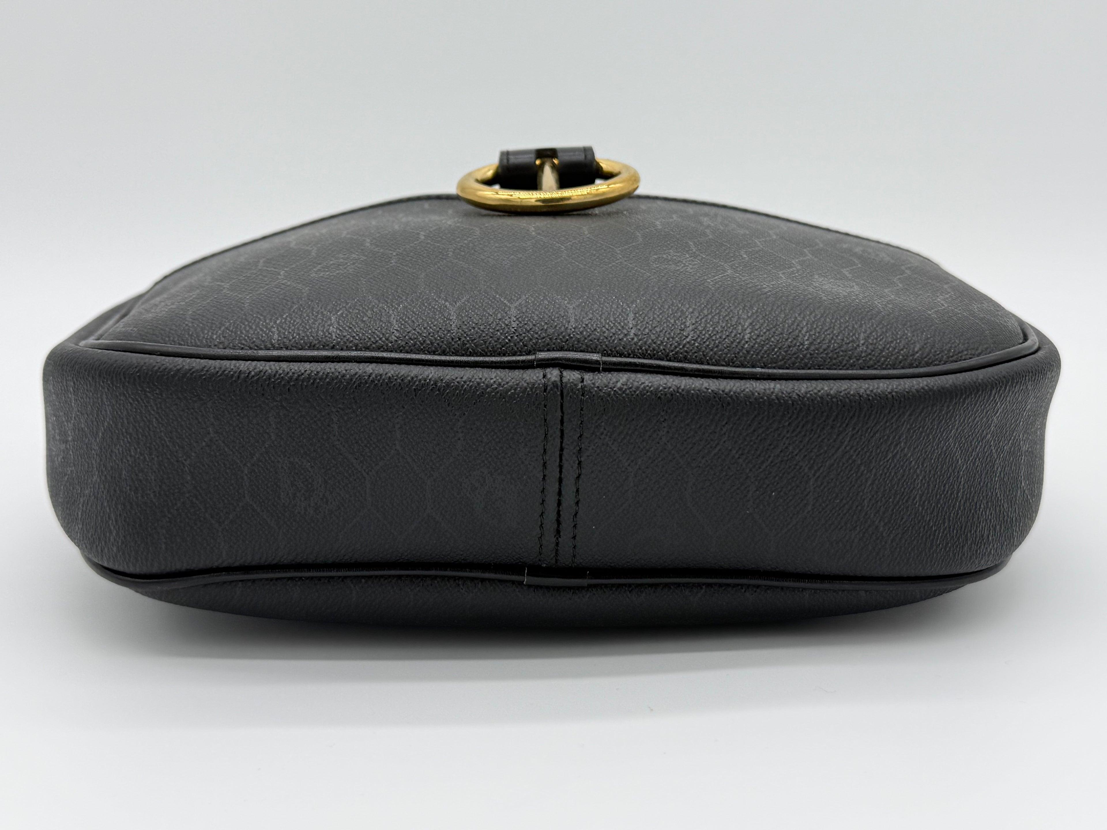 Christian Dior Honeycomb Canvas Shoulder Bag – Black & Gold (SKU: BA2275)