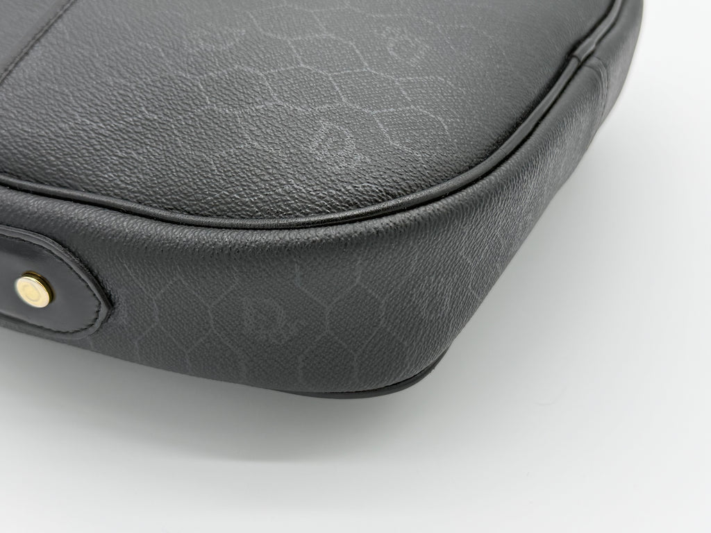 Christian Dior Honeycomb Canvas Shoulder Bag – Black & Gold (SKU: BA2275)