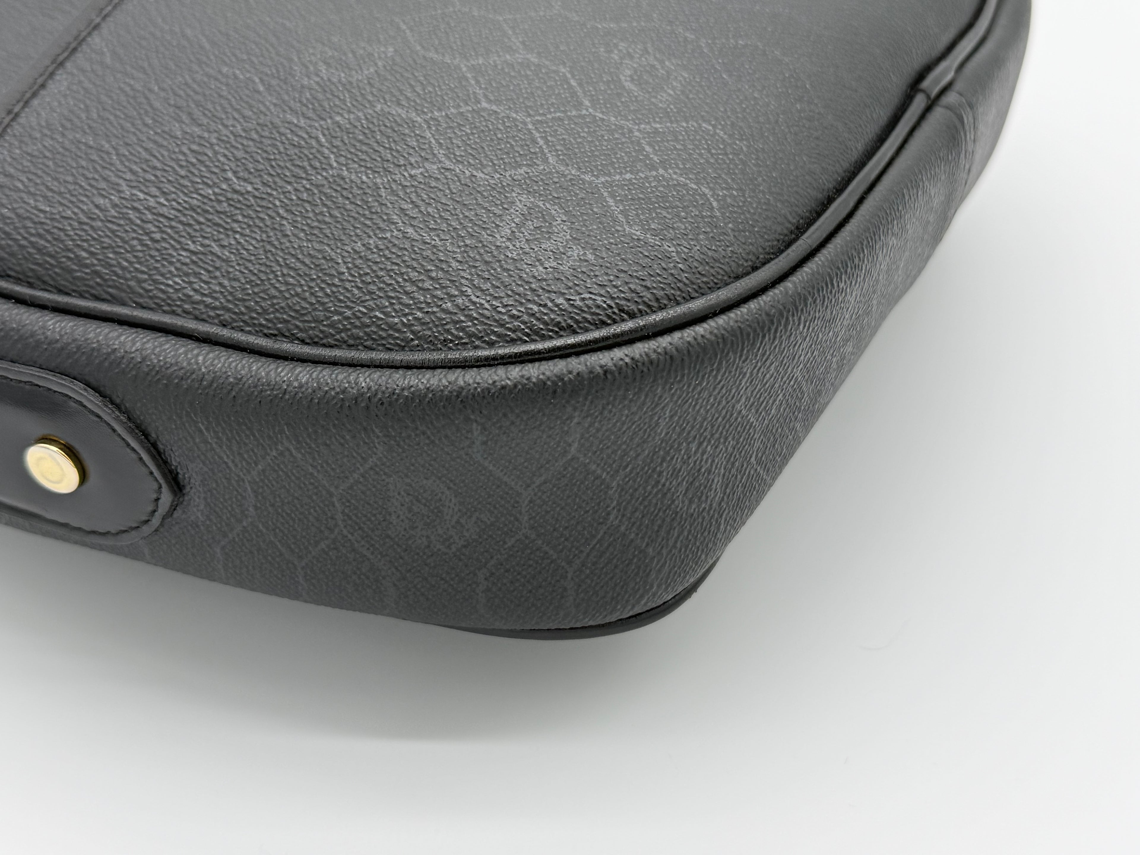 Christian Dior Honeycomb Canvas Shoulder Bag – Black & Gold (SKU: BA2275)