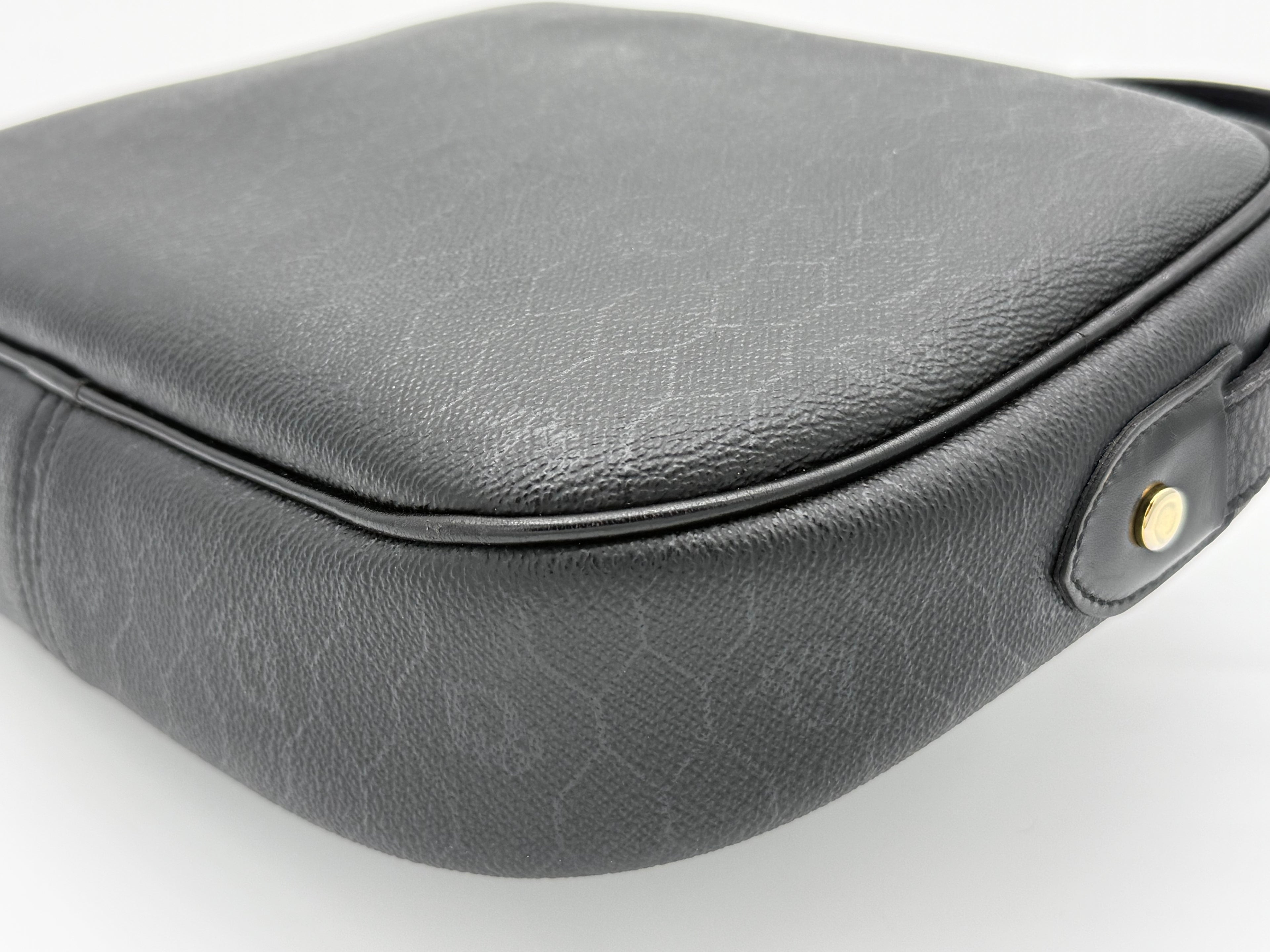 Christian Dior Honeycomb Canvas Shoulder Bag – Black & Gold (SKU: BA2275)