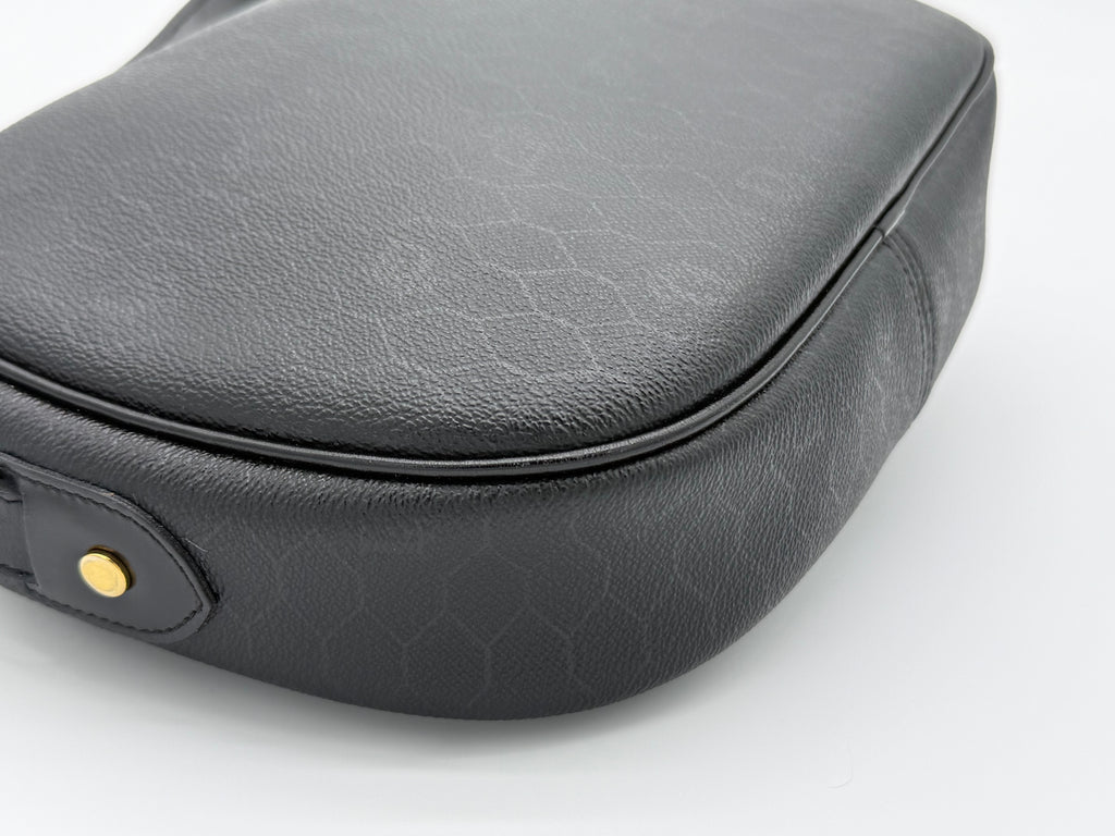 Christian Dior Honeycomb Canvas Shoulder Bag – Black & Gold (SKU: BA2275)