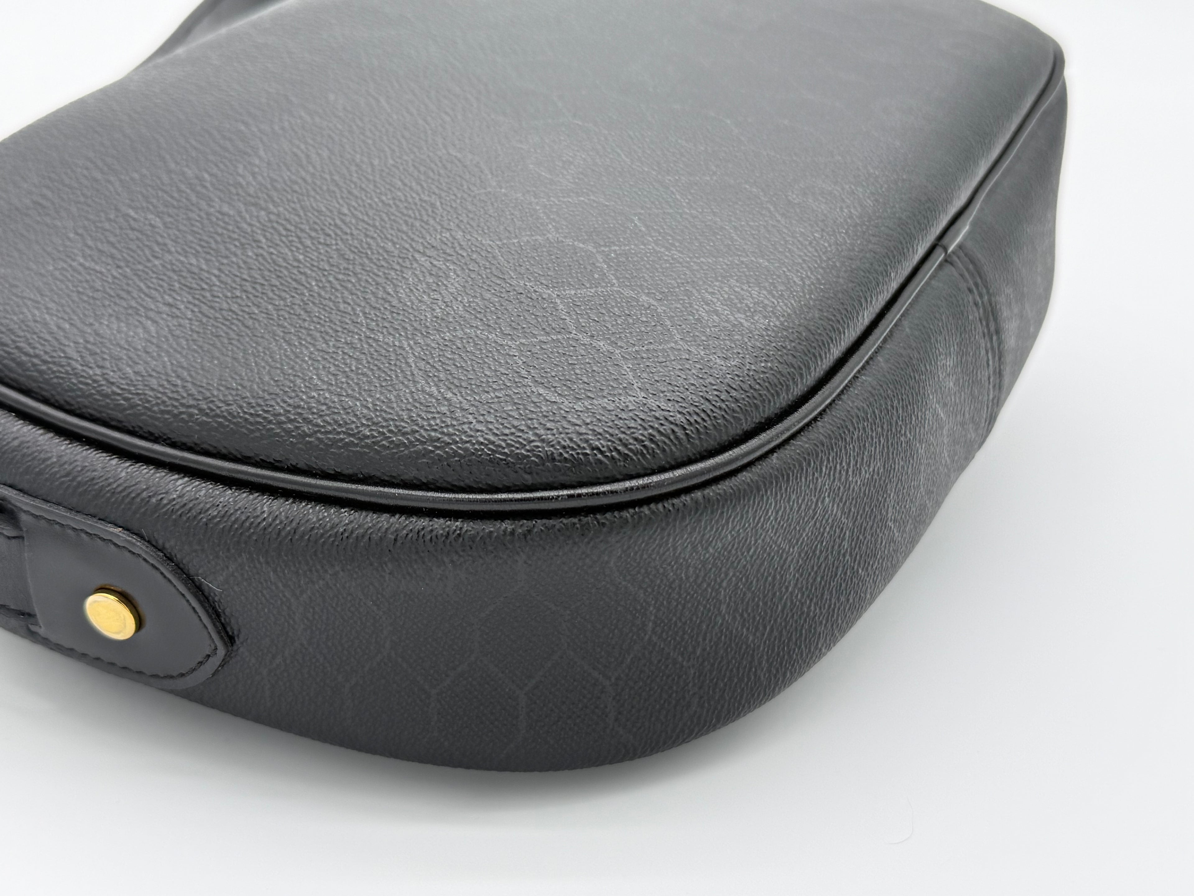 Christian Dior Honeycomb Canvas Shoulder Bag – Black & Gold (SKU: BA2275)